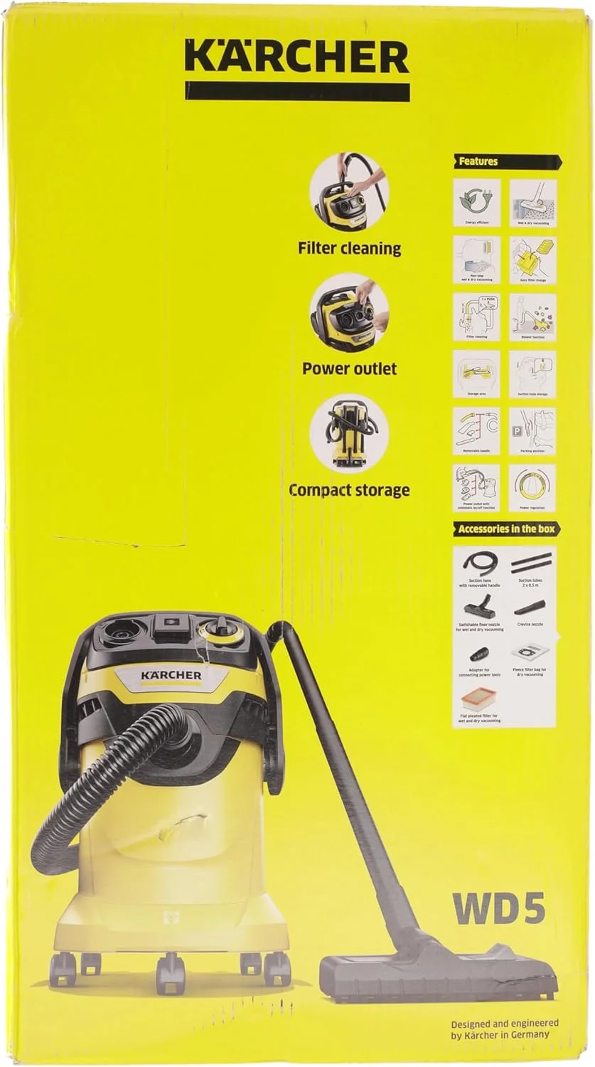 جاروبرقی آب و خاک کارچر مدل WD 5 P V-25/5/22 1.628-306.0 با توان 1100 وات و مخزن 25 لیتری به همراه دمنده برگ جاروبرقی آب و خاک کارچر مدل WD 5 P V-25/5/22 1.628-306.0 با توان 1100 وات و مخزن 25 لیتری به همراه دمنده برگ