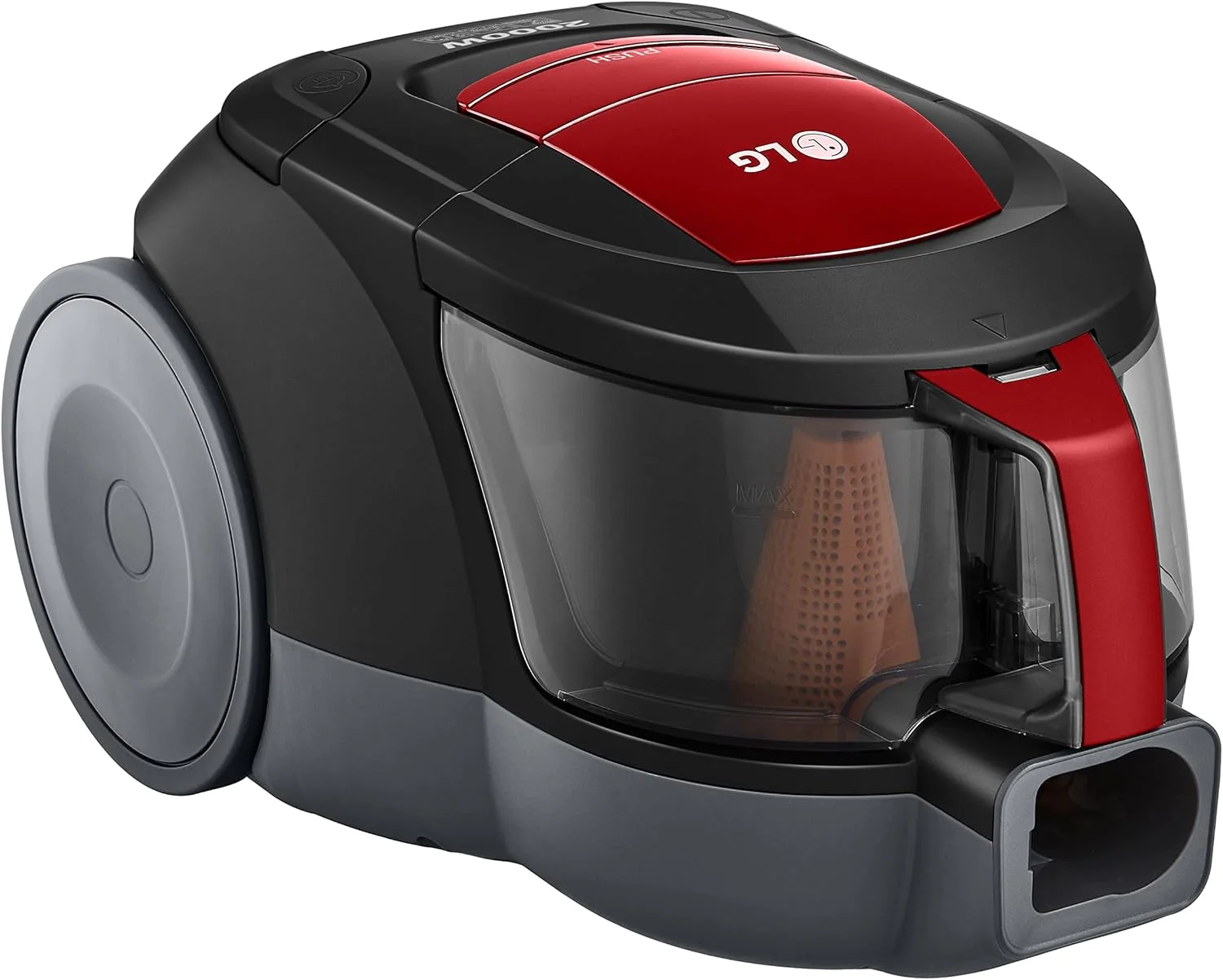 جاروبرقی ال جی مدل VC5420NNTR با توان 2000 وات، ظرفیت مخزن گرد و غبار 1.5 لیتر، مشکی/قرمز