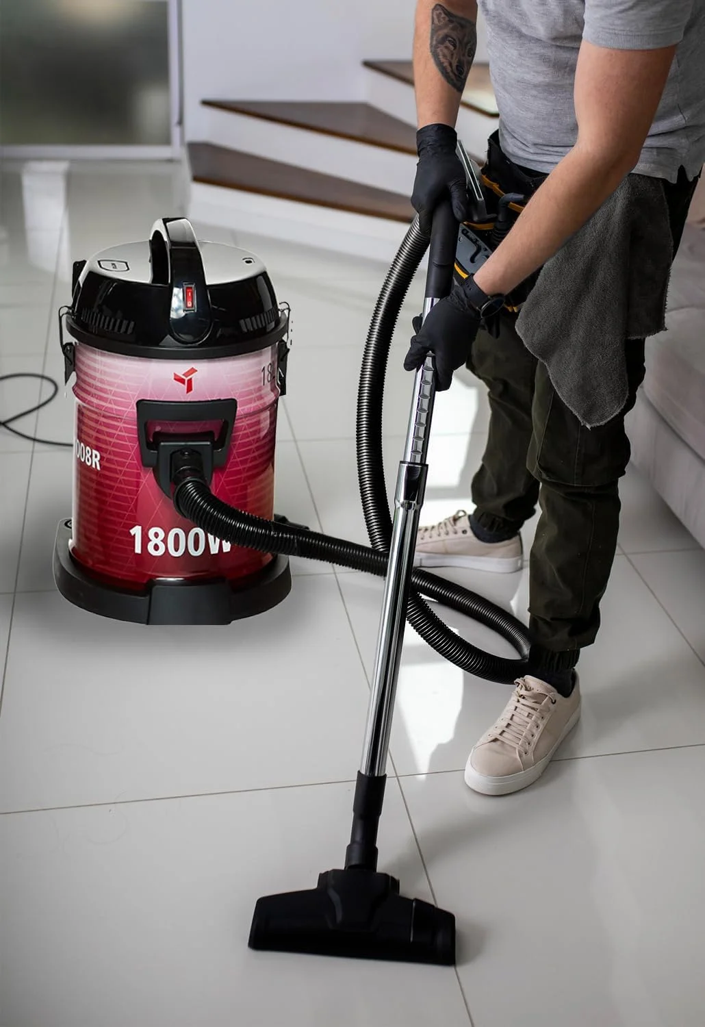 جاروبرقی سطلی مباشی با ظرفیت 18 لیتر، عملکرد دمنده و بدنه آهنی قوی - قرمز (DVC1008R) (1800 وات) جاروبرقی سطلی مباشی با ظرفیت 18 لیتر، عملکرد دمنده و بدنه آهنی قوی - قرمز (DVC1008R) (1800 وات)