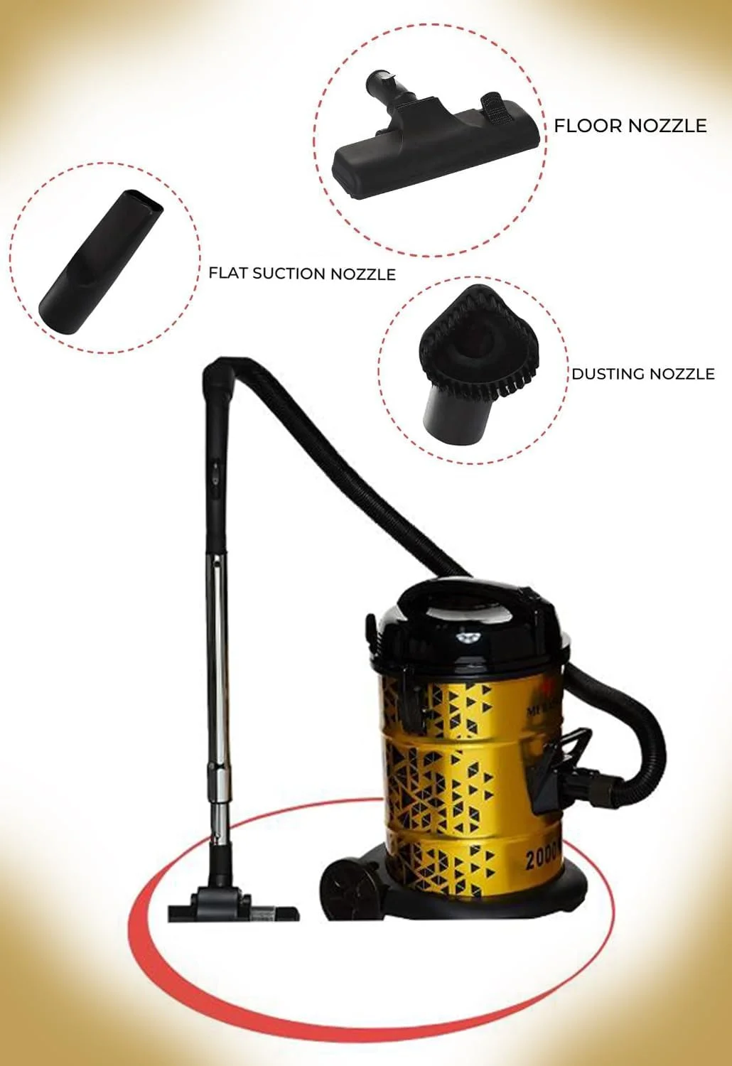 جاروبرقی سطلی مباشی با ظرفیت 25 لیتر، راندمان بالا و سطح صدای پایین - زرد (جاروبرقی سطلی DVC1010) (2000 وات) جاروبرقی سطلی مباشی با ظرفیت 25 لیتر، راندمان بالا و سطح صدای پایین - زرد (جاروبرقی سطلی DVC1010) (2000 وات)