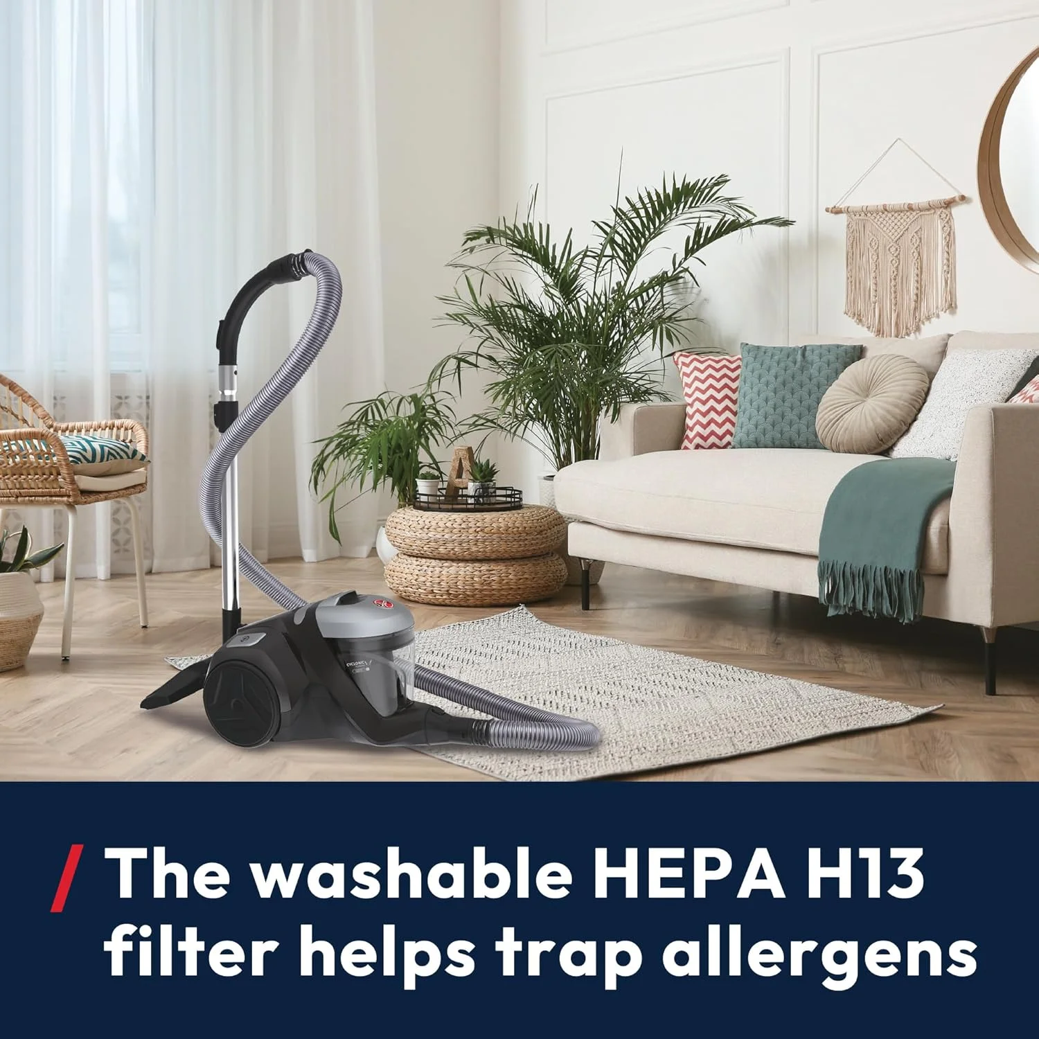 جاروبرقی سطلی هوور سری H-POWER 300 مخصوص حیوانات خانگی به همراه ابزار جمع آوری موی حیوانات - سیکلونیک قدرتمند، سبک وزن با دسترسی طولانی و لوله خرطومی کششی اضافی، فیلتر آلرژی Hepa H13، ظرفیت 2 لیتر، بدون کیسه، 850 وات (HP320PET)