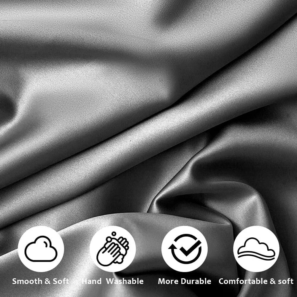 روبالشتی ساتن، روکش بالش خواب با حس ابریشمی 40x80 سانتی متر، به همراه 2 کش مو و چشم بند، برای مراقبت از مو و پوست، رو بالشتی نرم و لغزنده، هدیه برای زنان و مردان، خاکستری تیره، 2 عددی روبالشتی ساتن، روکش بالش خواب با حس ابریشمی 40x80 سانتی متر، به همراه 2 کش مو و چشم بند، برای مراقبت از مو و پوست، رو بالشتی نرم و لغزنده، هدیه برای زنان و مردان، خاکستری تیره، 2 عددی