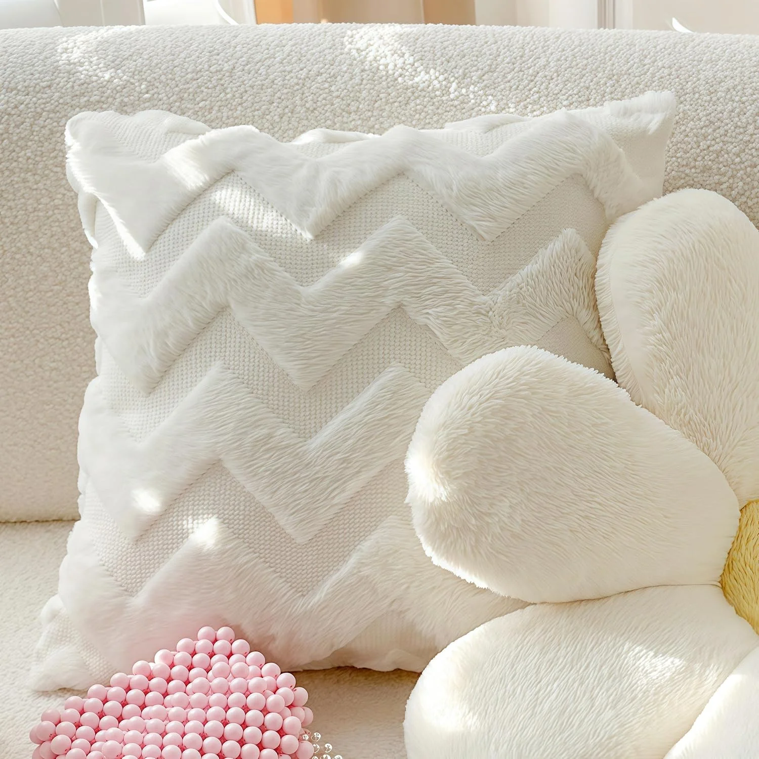 ست 2 عددی روکش کوسن، روکش های کوسن مخملی، روکش کوسن تزئینی نرم و کرکی راه راه مناسب برای مبل، اتاق خواب، اتاق نشیمن، طراحی زیپ نامرئی (45 * 45 سانتی متر) (سفید) ست 2 عددی روکش کوسن، روکش های کوسن مخملی، روکش کوسن تزئینی نرم و کرکی راه راه مناسب برای مبل، اتاق خواب، اتاق نشیمن، طراحی زیپ نامرئی (45 * 45 سانتی متر) (سفید)