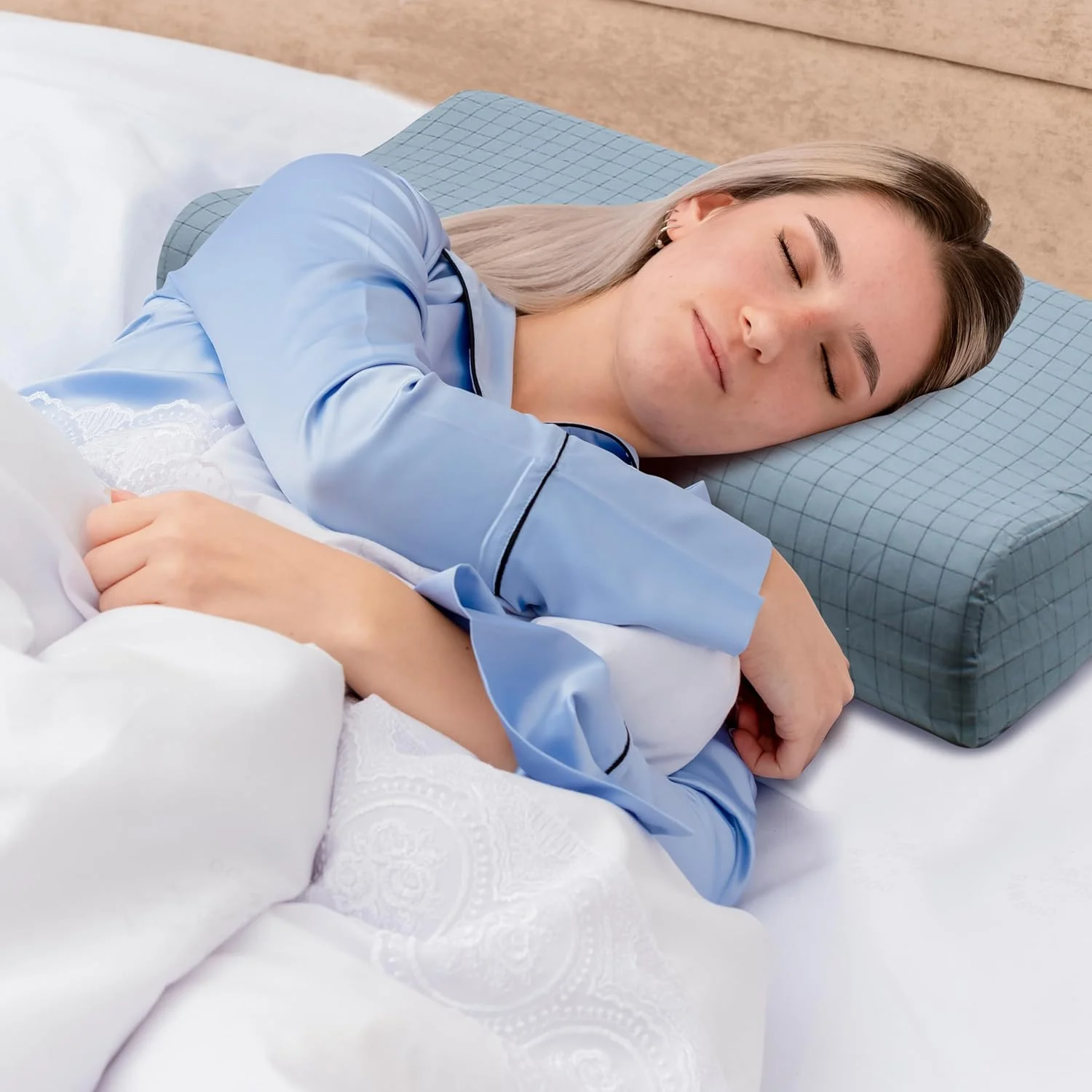 روکش بالش کانتور، روکش های بالش نخی با زیپ، روکش های نرم جایگزین زیپ دار برای بالش های فوم حافظه دار ارگونومیک گردن و لاتکس دهانه رحم برای محافظ تسکین درد، فقط روکش طرح دار چهارخانه روکش بالش کانتور، روکش های بالش نخی با زیپ، روکش های نرم جایگزین زیپ دار برای بالش های فوم حافظه دار ارگونومیک گردن و لاتکس دهانه رحم برای محافظ تسکین درد، فقط روکش طرح دار چهارخانه