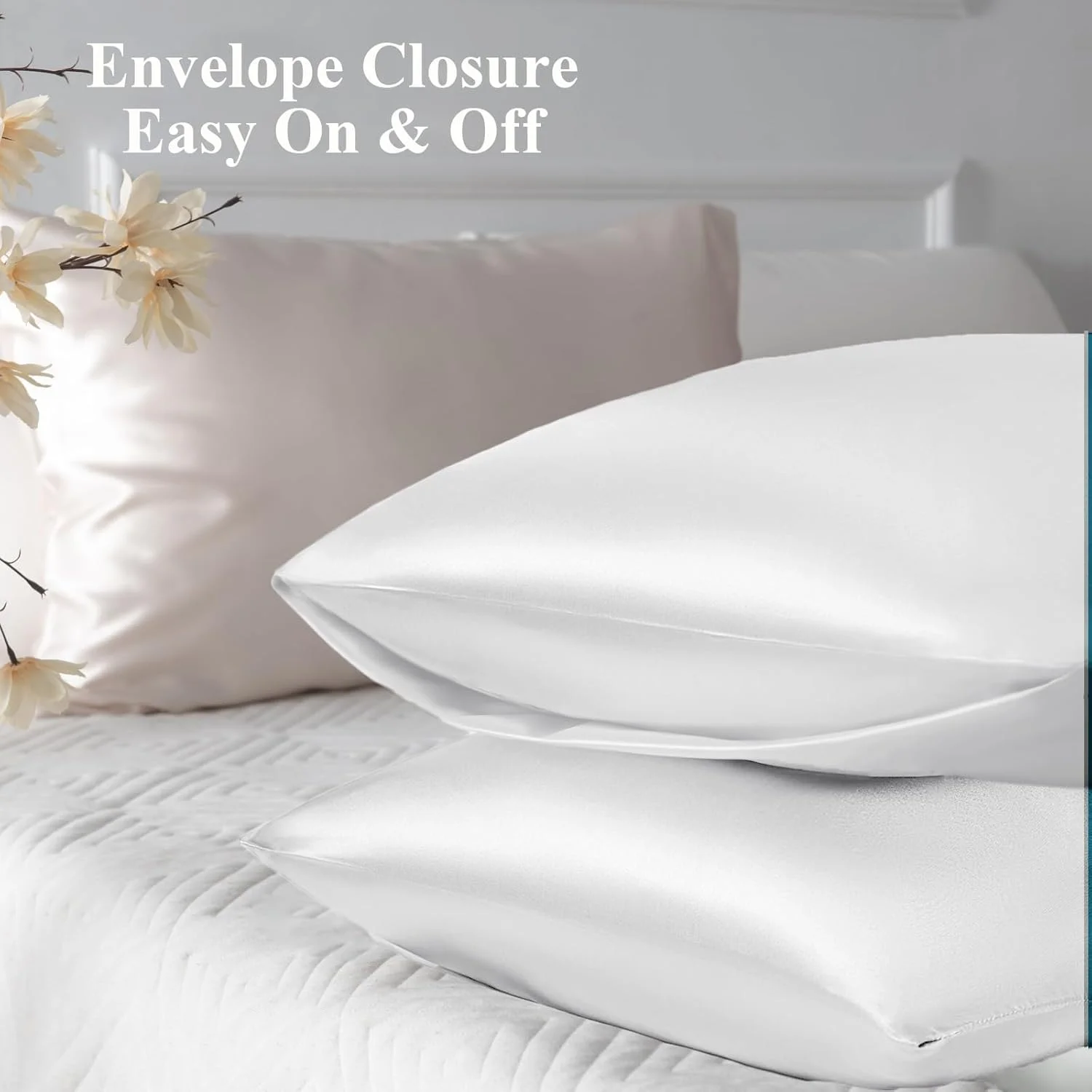 روبالشی ساتن برای مو و پوست، بسته 2 عددی، تنفس پذیر، روکش بالش ابریشمی دو طرفه، سایز استاندارد 50 × 75، روکش بالش ابریشمی نرم، لطیف و خنک کننده درجه یک برای خواب، سفید روبالشی ساتن برای مو و پوست، بسته 2 عددی، تنفس پذیر، روکش بالش ابریشمی دو طرفه، سایز استاندارد 50 × 75، روکش بالش ابریشمی نرم، لطیف و خنک کننده درجه یک برای خواب، سفید