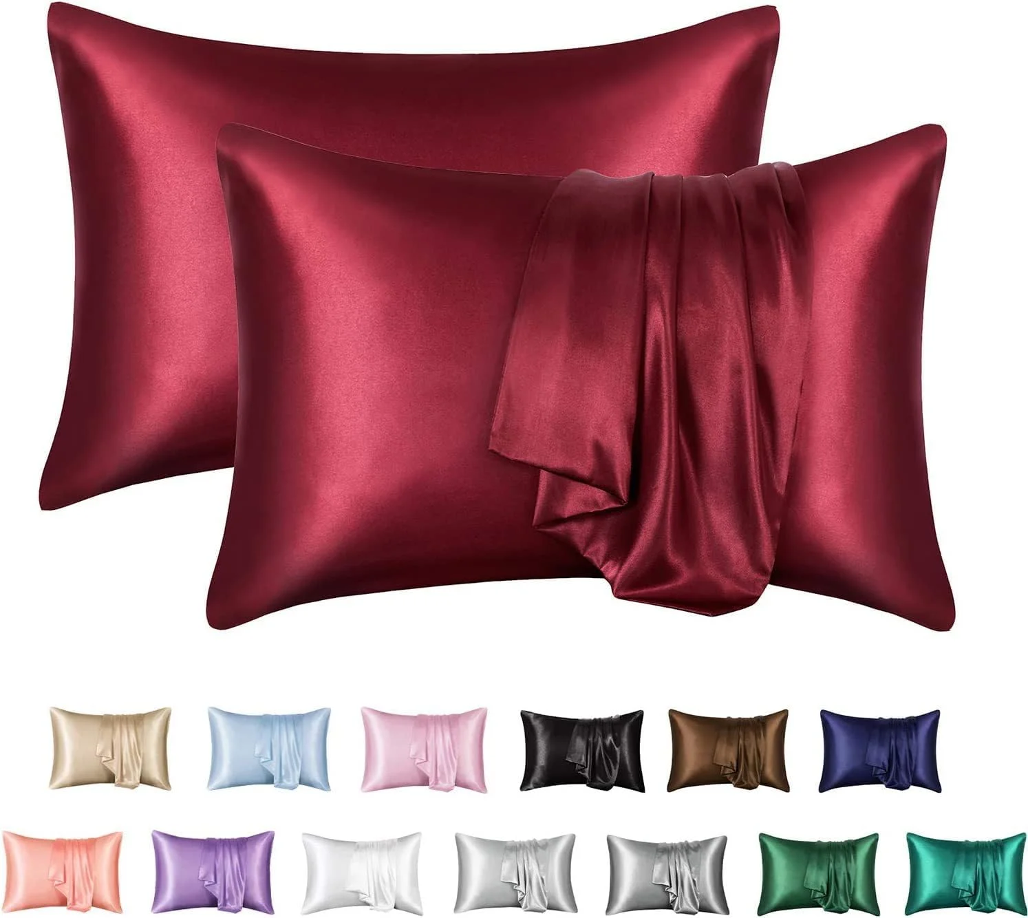 روبالشی ابریشمی برای مراقبت از مو و پوست، ست 2 عددی سایز کوئین (51cm x 76 cm)، روبالشی ساتن نرم، لطیف و تنفس پذیر، ابریشم لوکس، روکش بالش، طراحی پاکتی (قرمز) روبالشی ابریشمی برای مراقبت از مو و پوست، ست 2 عددی سایز کوئین (51cm x 76 cm)، روبالشی ساتن نرم، لطیف و تنفس پذیر، ابریشم لوکس، روکش بالش، طراحی پاکتی (قرمز)