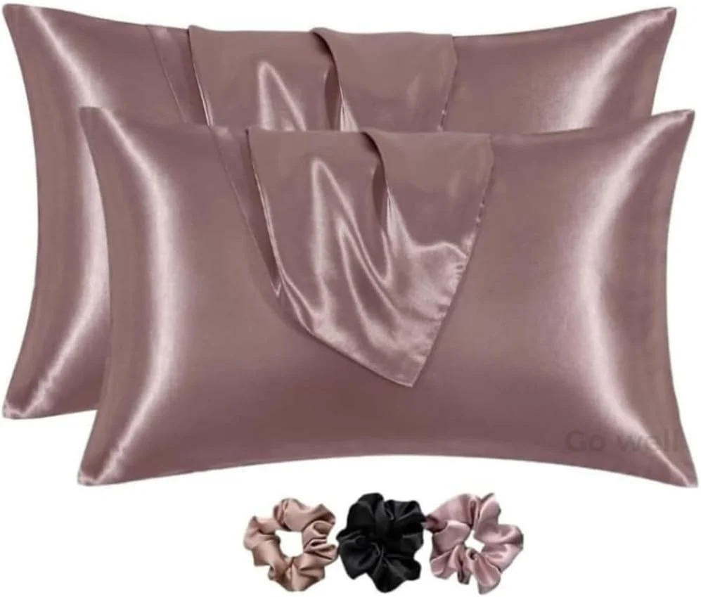 روکش بالش ساتن ابریشمی جامد گو وِل، بسته 2 عددی، مناسب برای مو و پوست - به همراه اسکرانچی های ساتن برای زنان شیک | اسکرانچی زنانه 3 تکه | روبالشی ابریشمی (رز تاوپی) 600TC روکش بالش ساتن ابریشمی جامد گو وِل، بسته 2 عددی، مناسب برای مو و پوست - به همراه اسکرانچی های ساتن برای زنان شیک | اسکرانچی زنانه 3 تکه | روبالشی ابریشمی (رز تاوپی) 600TC