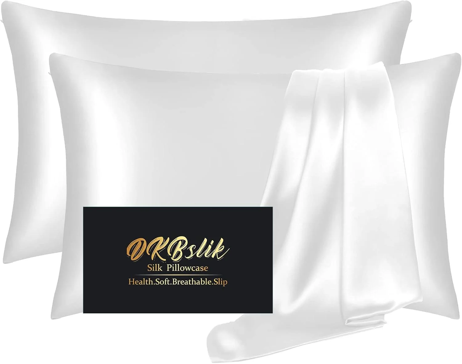 روبالشی ابریشمی 2 عددی، ست روبالشی ابریشمی توت فرنگی استاندارد 2 عددی، سلامت، نرم، ضد آکنه، خواب زیبایی، هر دو طرف روبالشی ساتن ابریشم طبیعی برای زنان 2 عددی با زیپ برای هدیه، سفید