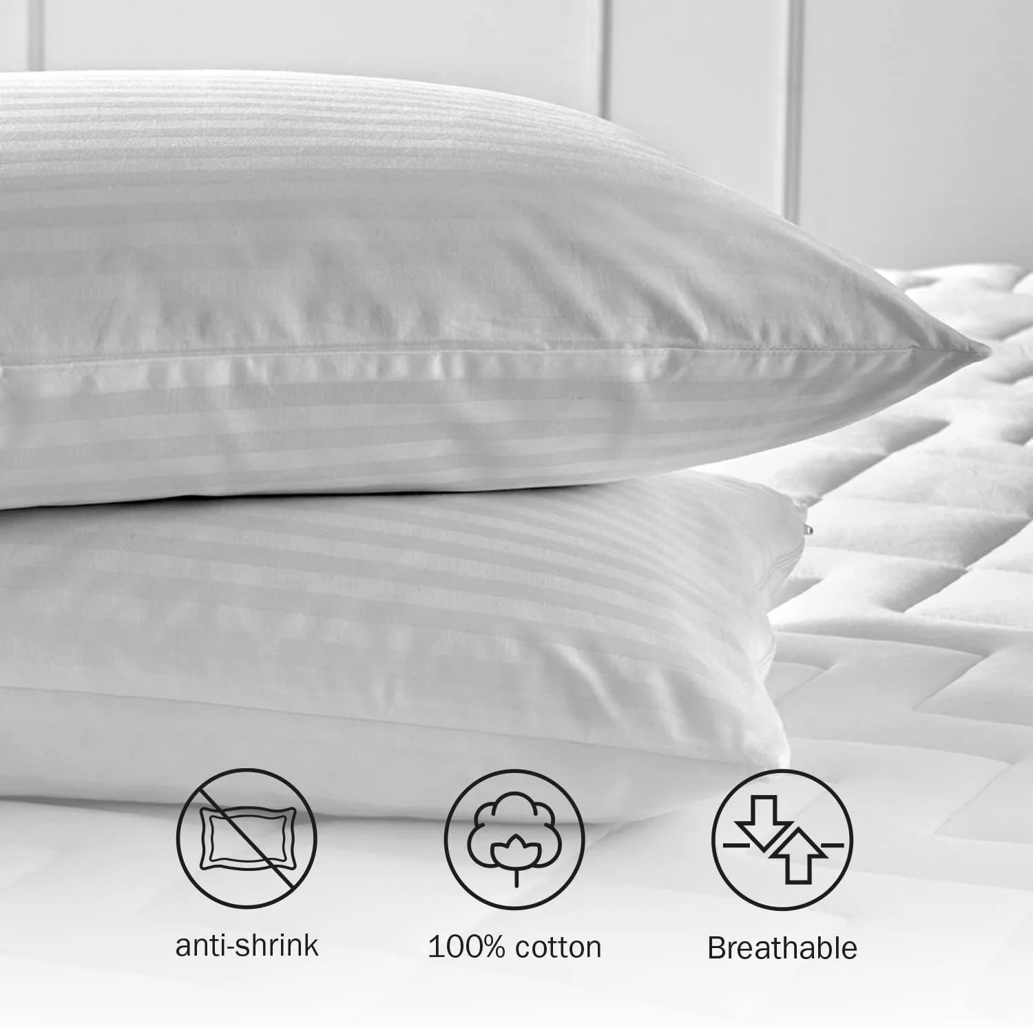 پیکولین هوم - 2 عدد روبالشی تیک، 100% پنبه سفید، 45x70 سانتی متر پیکولین هوم - 2 عدد روبالشی تیک، 100% پنبه سفید، 45x70 سانتی متر