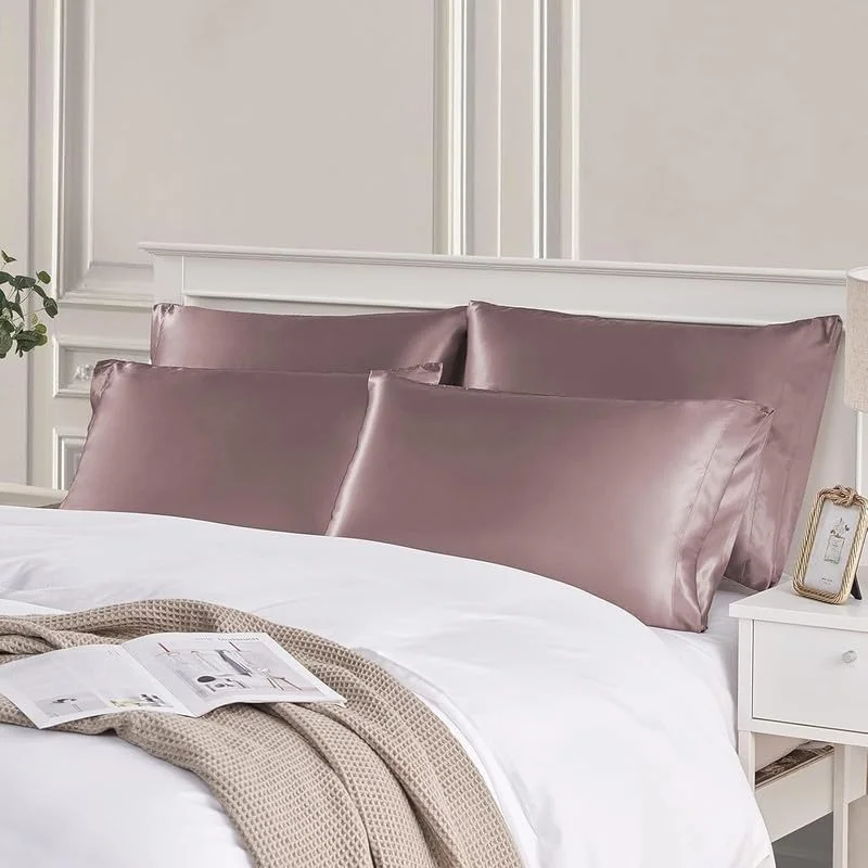 روکش بالش ساتن ابریشمی جامد گو وِل، بسته 2 عددی، مناسب برای مو و پوست - به همراه اسکرانچی های ساتن برای زنان شیک | اسکرانچی زنانه 3 تکه | روبالشی ابریشمی (رز تاوپی) 600TC روکش بالش ساتن ابریشمی جامد گو وِل، بسته 2 عددی، مناسب برای مو و پوست - به همراه اسکرانچی های ساتن برای زنان شیک | اسکرانچی زنانه 3 تکه | روبالشی ابریشمی (رز تاوپی) 600TC