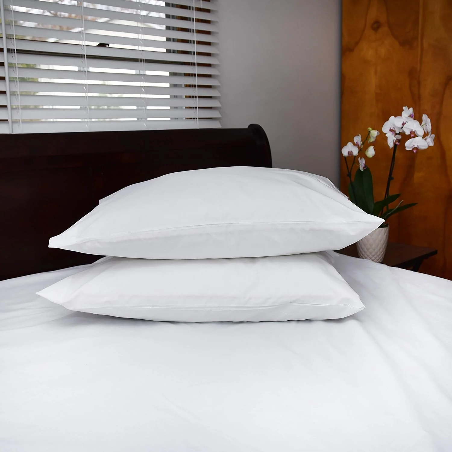 روبالشی های مخلوط پنبه سفید Pacific Linens، سایز کوئین 50x86 سانتی متر، بسته 2 عددی روبالشی های مخلوط پنبه سفید Pacific Linens، سایز کوئین 50x86 سانتی متر، بسته 2 عددی
