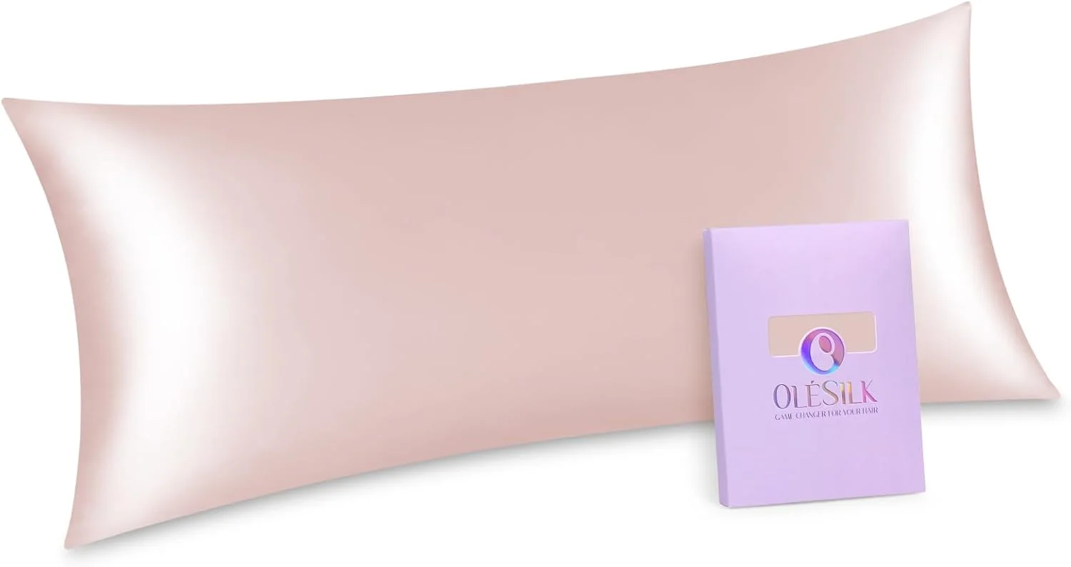 روبالشتی ابریشمی بدن OLESILK سایز 50x137 با زیپ: 100% ابریشم توت برای مو و پوست، تنفس پذیر و نرم برای دوران بارداری و خانواده، صورتی روشن روبالشتی ابریشمی بدن OLESILK سایز 50x137 با زیپ: 100% ابریشم توت برای مو و پوست، تنفس پذیر و نرم برای دوران بارداری و خانواده، صورتی روشن