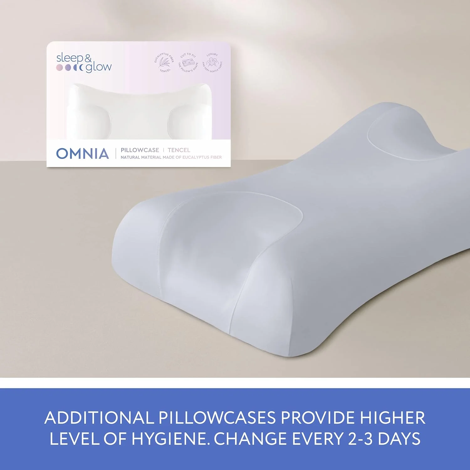 روبالشی Sleep & Glow Omnia Tencel برای مو و پوست، مناسب شکل منحصر به فرد بالش Sleep&Glow Omnia - الیاف اکالیپتوس طبیعی - ضد حساسیت و باکتریواستاتیک (یخ قطبی) روبالشی Sleep & Glow Omnia Tencel برای مو و پوست، مناسب شکل منحصر به فرد بالش Sleep&Glow Omnia - الیاف اکالیپتوس طبیعی - ضد حساسیت و باکتریواستاتیک (یخ قطبی)