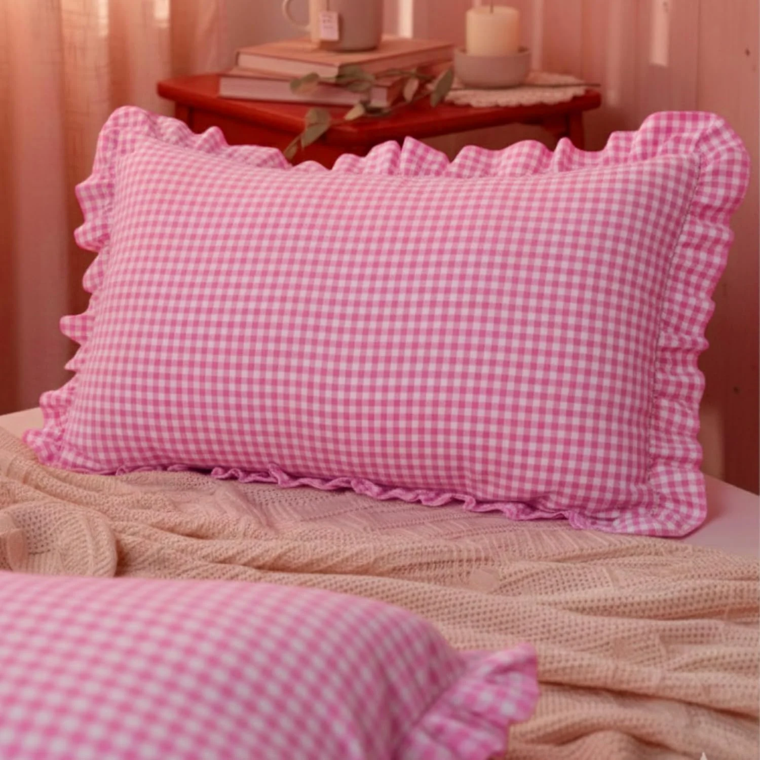 روکش بالش Sleepy Threads | بسته 2 عددی | 68x45 سانتی متر، روبالشی طرح دار با حاشیه چین دار | روکش بالش تزئینی صورتی برای مبل، اتاق نشیمن، اتاق خواب، دیوان و کاناپه روکش بالش Sleepy Threads | بسته 2 عددی | 68x45 سانتی متر، روبالشی طرح دار با حاشیه چین دار | روکش بالش تزئینی صورتی برای مبل، اتاق نشیمن، اتاق خواب، دیوان و کاناپه