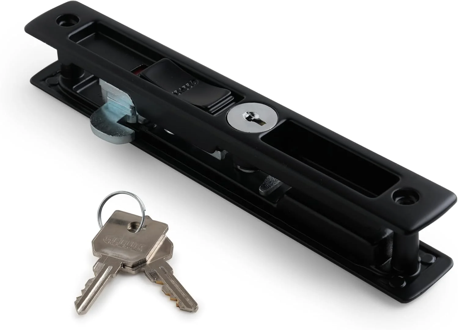 قفل درب کشویی آلومینیومی دو طرفه با کلید، ست دستگیره درب شیشه ای کشویی Domus مناسب برای درب ها و پنجره های کشویی - KYLAQ (مشکی)