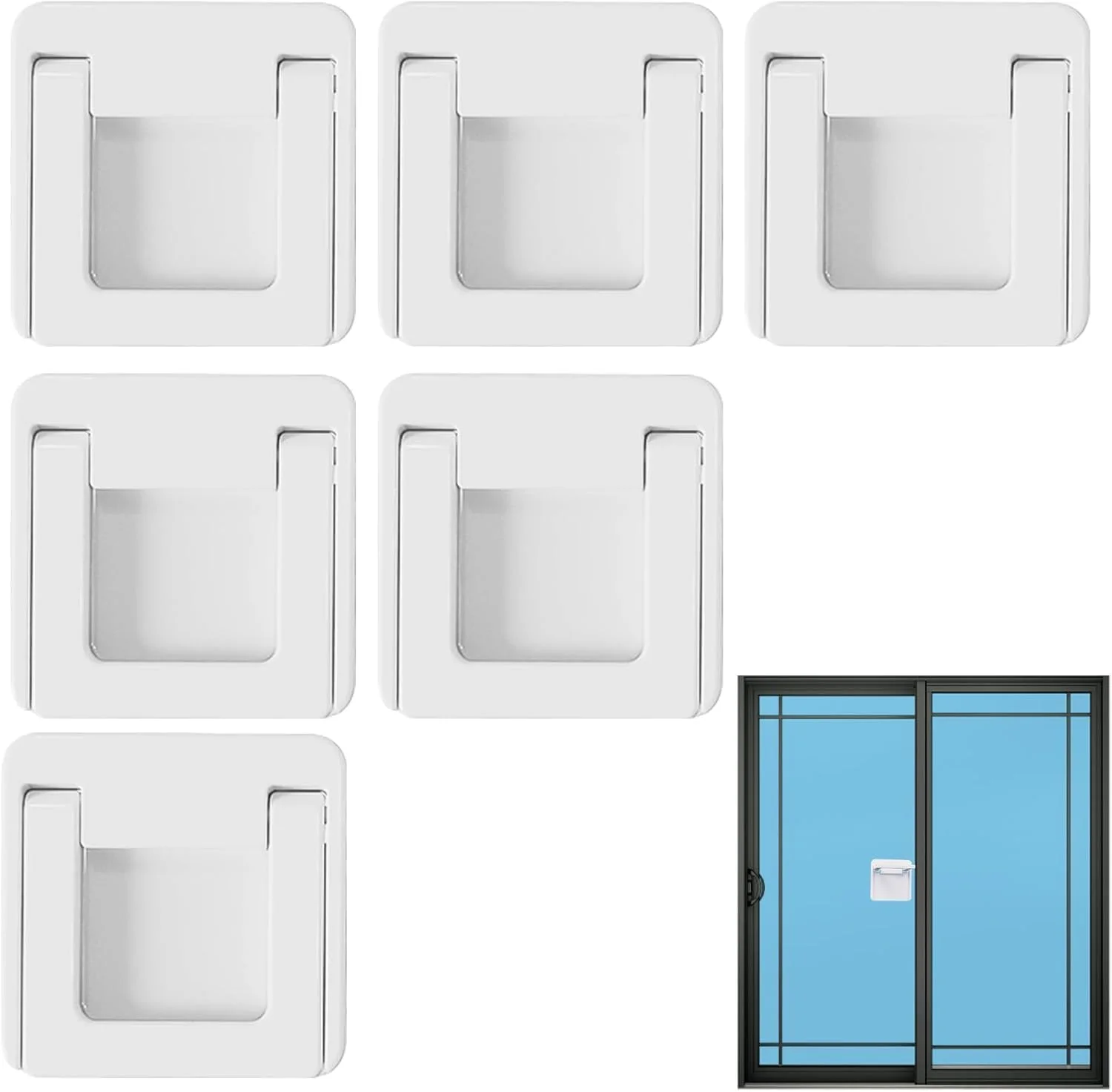 قفل درب و پنجره کشویی قابل تنظیم 6 عددی، قفل کودک درب شیشه ای کشویی، برچسب ایمنی تاشو و چسبنده بدون نیاز به پانچ برای درب های شیشه ای کمد و پنجره کشویی - سفید