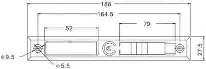 قفل درب کشویی آلومینیومی دو طرفه با کلید، ست دستگیره درب شیشه ای کشویی Domus مناسب برای درب ها و پنجره های کشویی - KYLAQ (مشکی)
