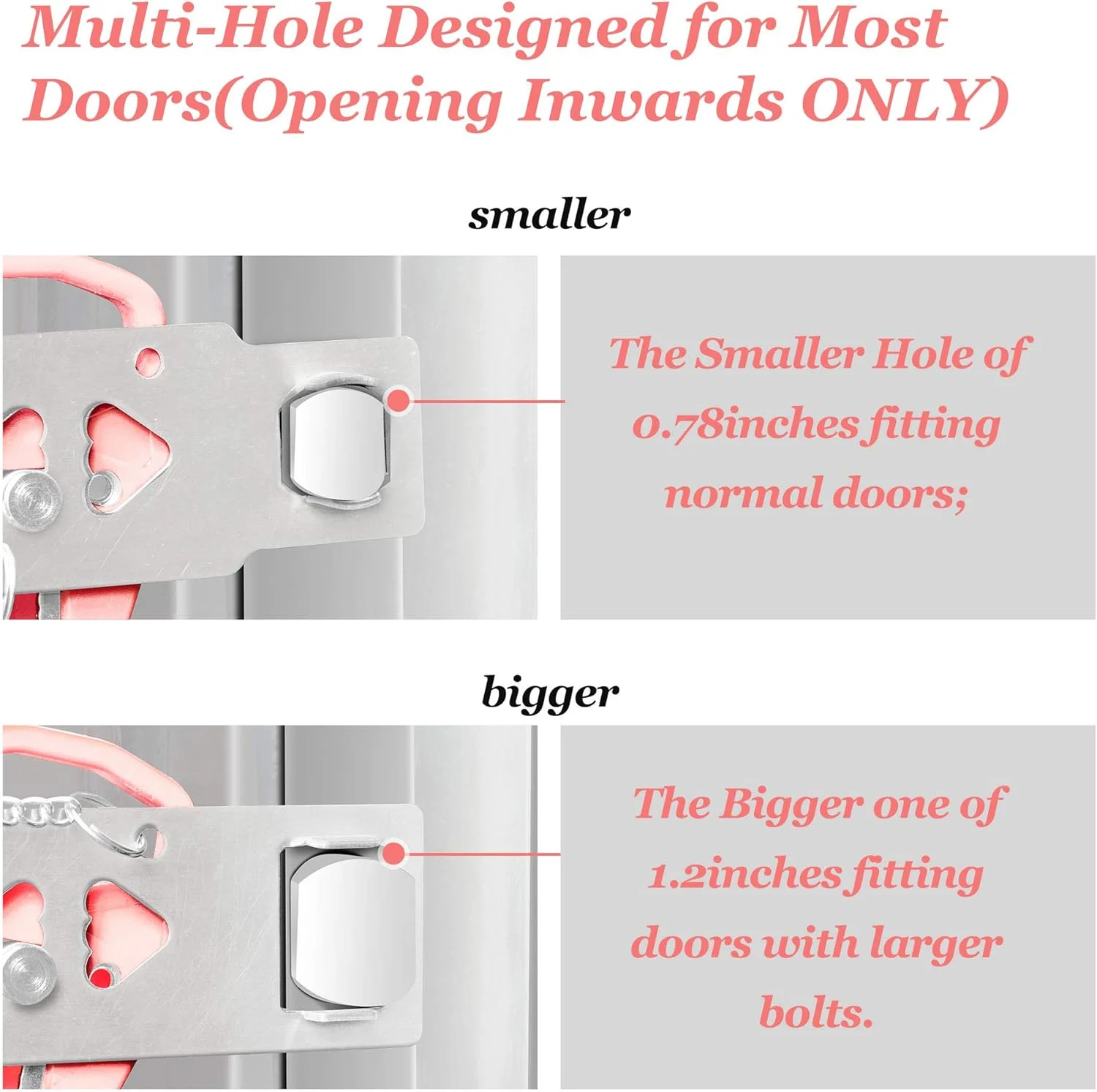 قفل درب قابل حمل AceMining، قفل کننده درب امنیتی منزل، قفل های مسافرتی برای ایمنی و حریم خصوصی بیشتر، ایده آل برای مسافرت، هتل، خانه، آپارتمان، خوابگاه - صورتی (تک عددی)
