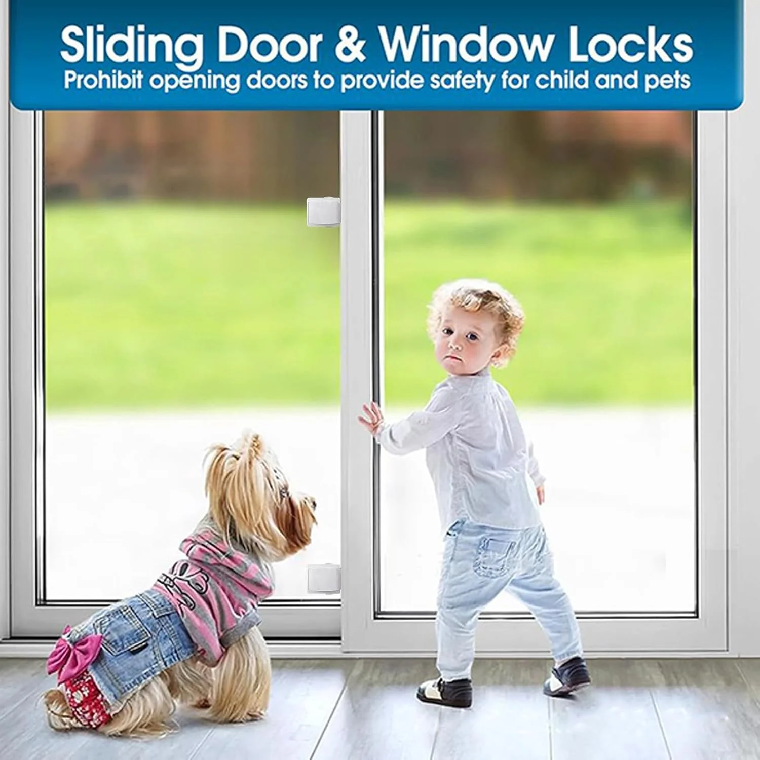 قفل درب شیشه ای کشویی | مجموعه 2 عددی قفل درب شیشه ای کشویی کودک | جایگزین قفل درب برای حمام، اتاق خواب، هتل، مسافرت، پاسیو، داخل خانه و کودک