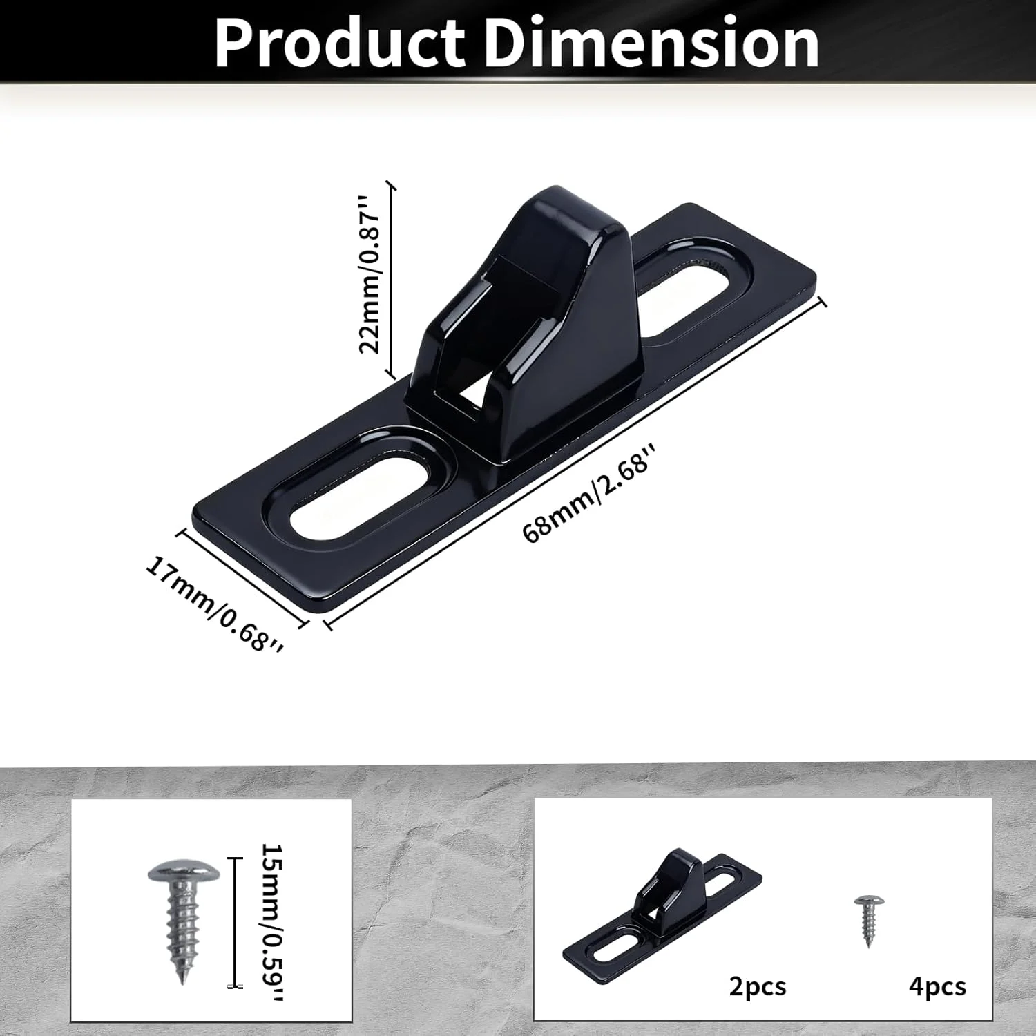 نگهدارنده درب کشویی YXQ، 2 عدد، قفل زبانه جایگزین استیل ضد زنگ با پیچ های نصب، سخت افزار درب شیشه ای کشویی برای درب های پاسیو کشویی، مشکی