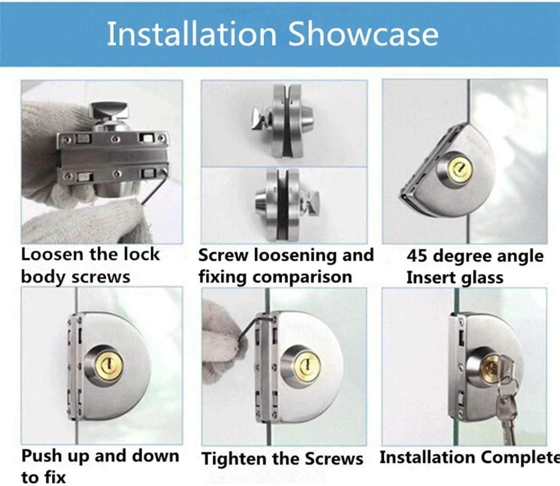 قفل شیشه ای درب عباسعلی، بدون نیاز به سوراخکاری، قفل ضد سرقت با 3 کلید، تجاری، فلزی بادوام، کروم، دو زبانه، مناسب برای درهای لولایی، بدون قاب، کشویی و ریلی قفل شیشه ای درب عباسعلی، بدون نیاز به سوراخکاری، قفل ضد سرقت با 3 کلید، تجاری، فلزی بادوام، کروم، دو زبانه، مناسب برای درهای لولایی، بدون قاب، کشویی و ریلی
