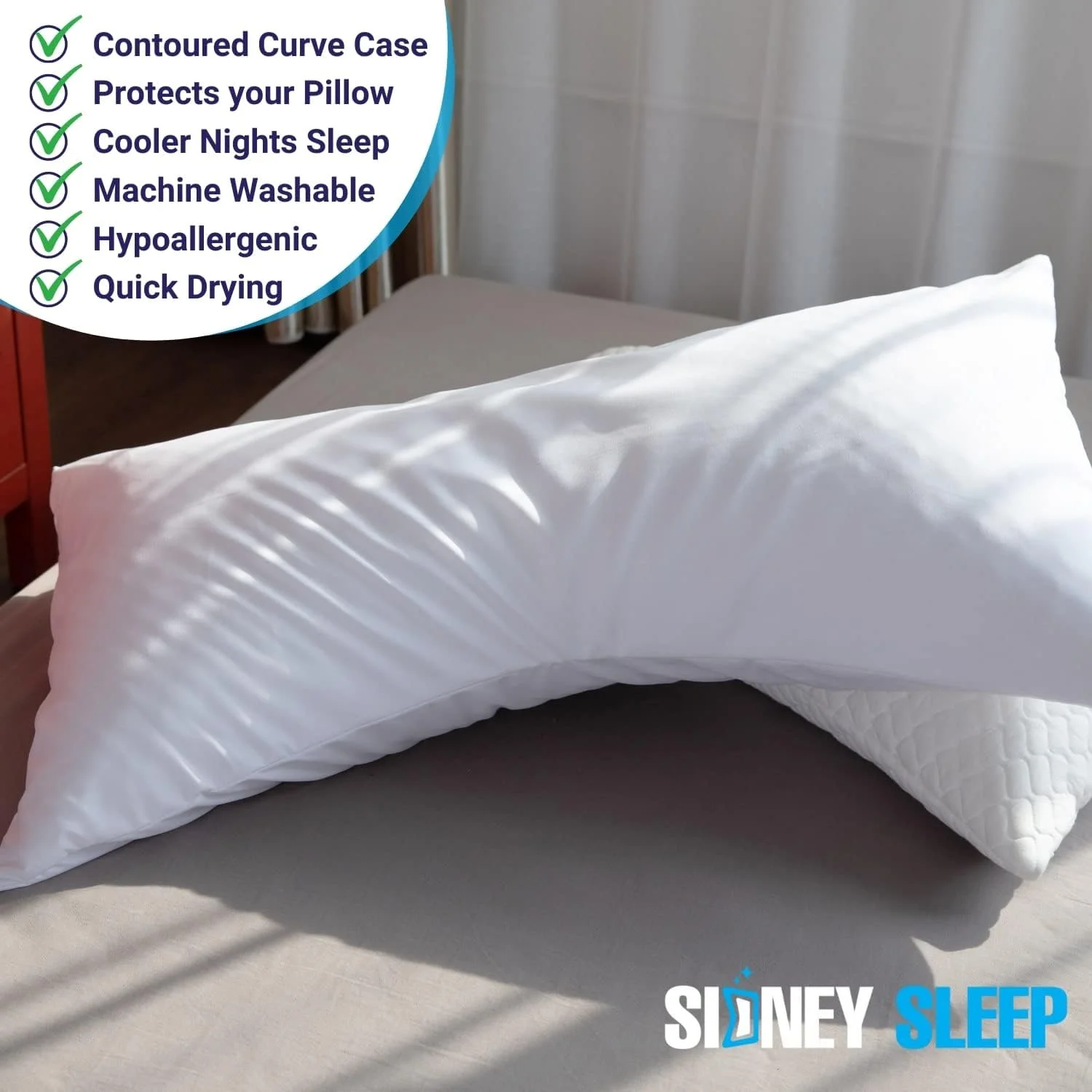 روکش بالش منحنی Sidney Sleep - دارای زیپ سرتاسری - میکروفیبر برس خورده نرم و با کیفیت - 50 در 76 سانتی متر - مناسب برای بالش های منحنی مخصوص خواب پهلو (Queen، سرمه ای) روکش بالش منحنی Sidney Sleep - دارای زیپ سرتاسری - میکروفیبر برس خورده نرم و با کیفیت - 50 در 76 سانتی متر - مناسب برای بالش های منحنی مخصوص خواب پهلو (Queen، سرمه ای)