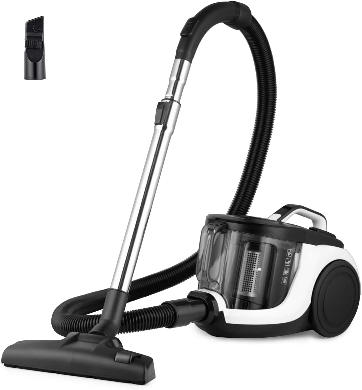 جاروبرقی یورکا 1800 وات با قدرت مکش 23 کیلوپاسکال، فیلتراسیون سایکلون، مخزن گرد و غبار 2.2 لیتری، بدون کیسه، فیلتر قابل شستشو مناسب موی حیوانات خانگی، فرش و سرامیک - مدل Mini-Apollo - سفید