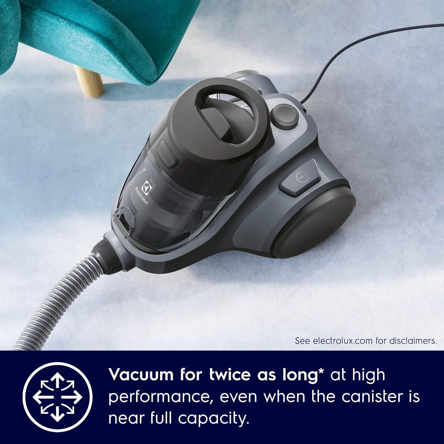 جاروبرقی کیسه ای بدون کیسه الکترولوکس 2000 وات، سیستم فیلتراسیون 4 مرحله ای و فیلتر قابل شستشو، ظرفیت گرد و غبار 1.8 لیتری، تخلیه آسان، قدرتمند و کارآمد برای موی حیوانات خانگی، فرش و کف های سخت، EC412DB جاروبرقی کیسه ای بدون کیسه الکترولوکس 2000 وات، سیستم فیلتراسیون 4 مرحله ای و فیلتر قابل شستشو، ظرفیت گرد و غبار 1.8 لیتری، تخلیه آسان، قدرتمند و کارآمد برای موی حیوانات خانگی، فرش و کف های سخت، EC412DB