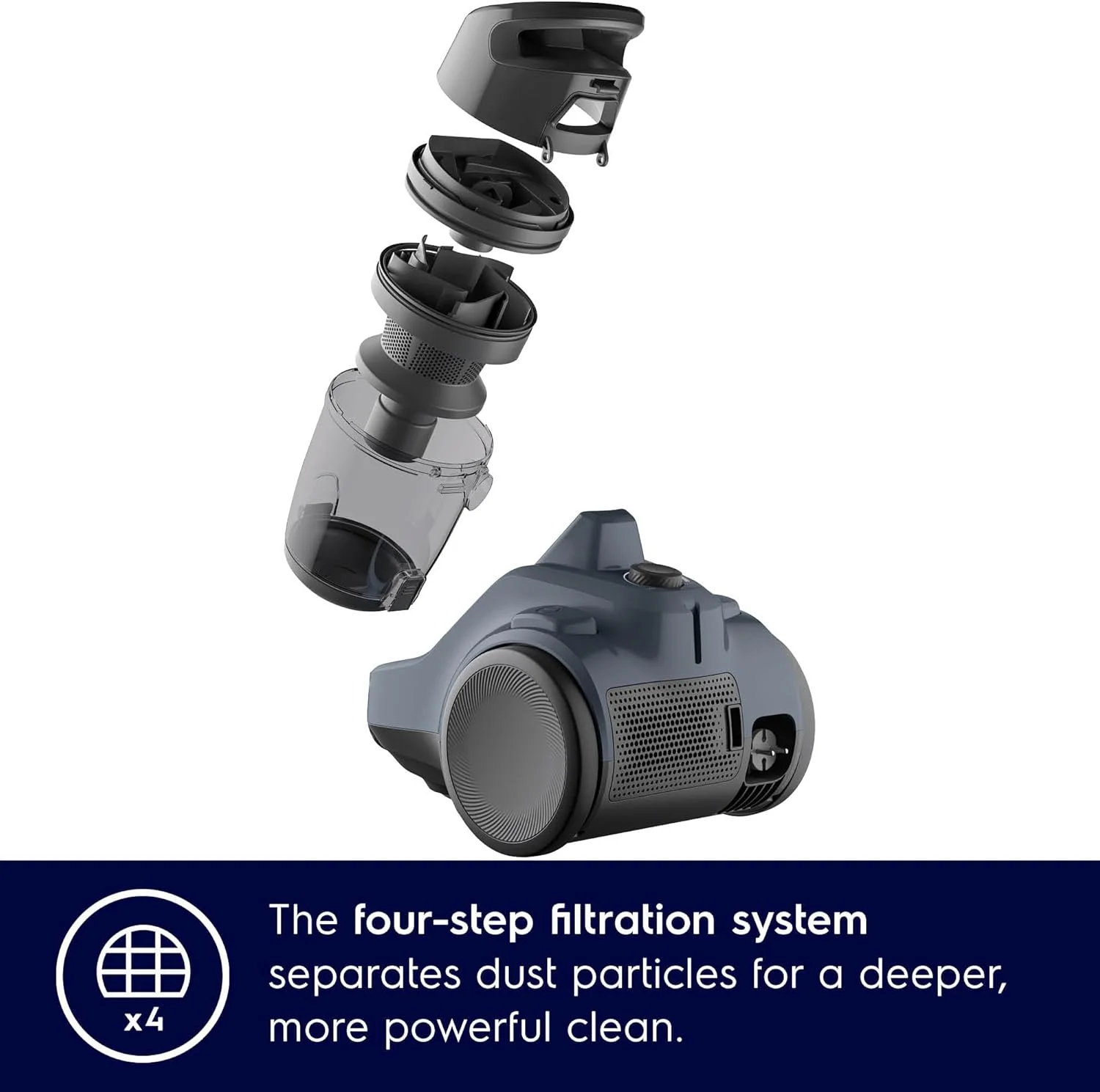 جاروبرقی کیسه ای بدون کیسه الکترولوکس 2000 وات، سیستم فیلتراسیون 4 مرحله ای و فیلتر قابل شستشو، ظرفیت گرد و غبار 1.8 لیتری، تخلیه آسان، قدرتمند و کارآمد برای موی حیوانات خانگی، فرش و کف های سخت، EC412DB جاروبرقی کیسه ای بدون کیسه الکترولوکس 2000 وات، سیستم فیلتراسیون 4 مرحله ای و فیلتر قابل شستشو، ظرفیت گرد و غبار 1.8 لیتری، تخلیه آسان، قدرتمند و کارآمد برای موی حیوانات خانگی، فرش و کف های سخت، EC412DB