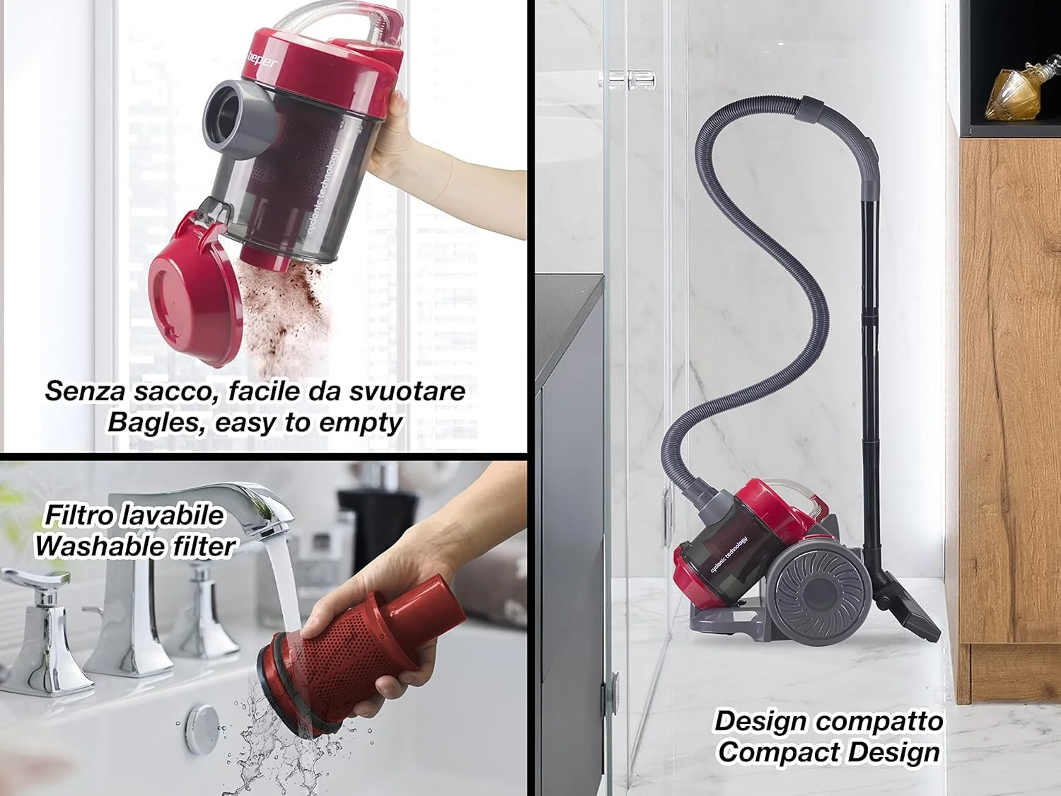 جاروبرقی بپر مدل P202ASP200، قرمز