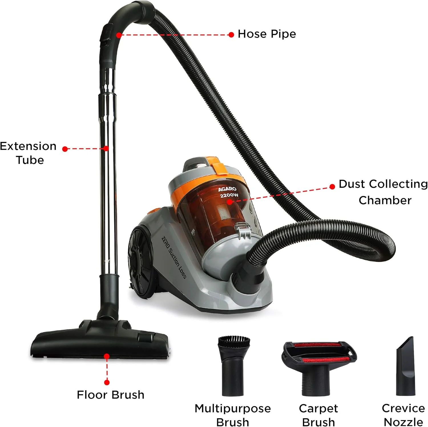 جاروبرقی بدون کیسه 2200 واتی آاگرو مدل Empire با مخزن گرد و غبار 3 لیتری (نارنجی/خاکستری)، 3 لیتر، فیلتر HEPA جاروبرقی بدون کیسه 2200 واتی آاگرو مدل Empire با مخزن گرد و غبار 3 لیتری (نارنجی/خاکستری)، 3 لیتر، فیلتر HEPA