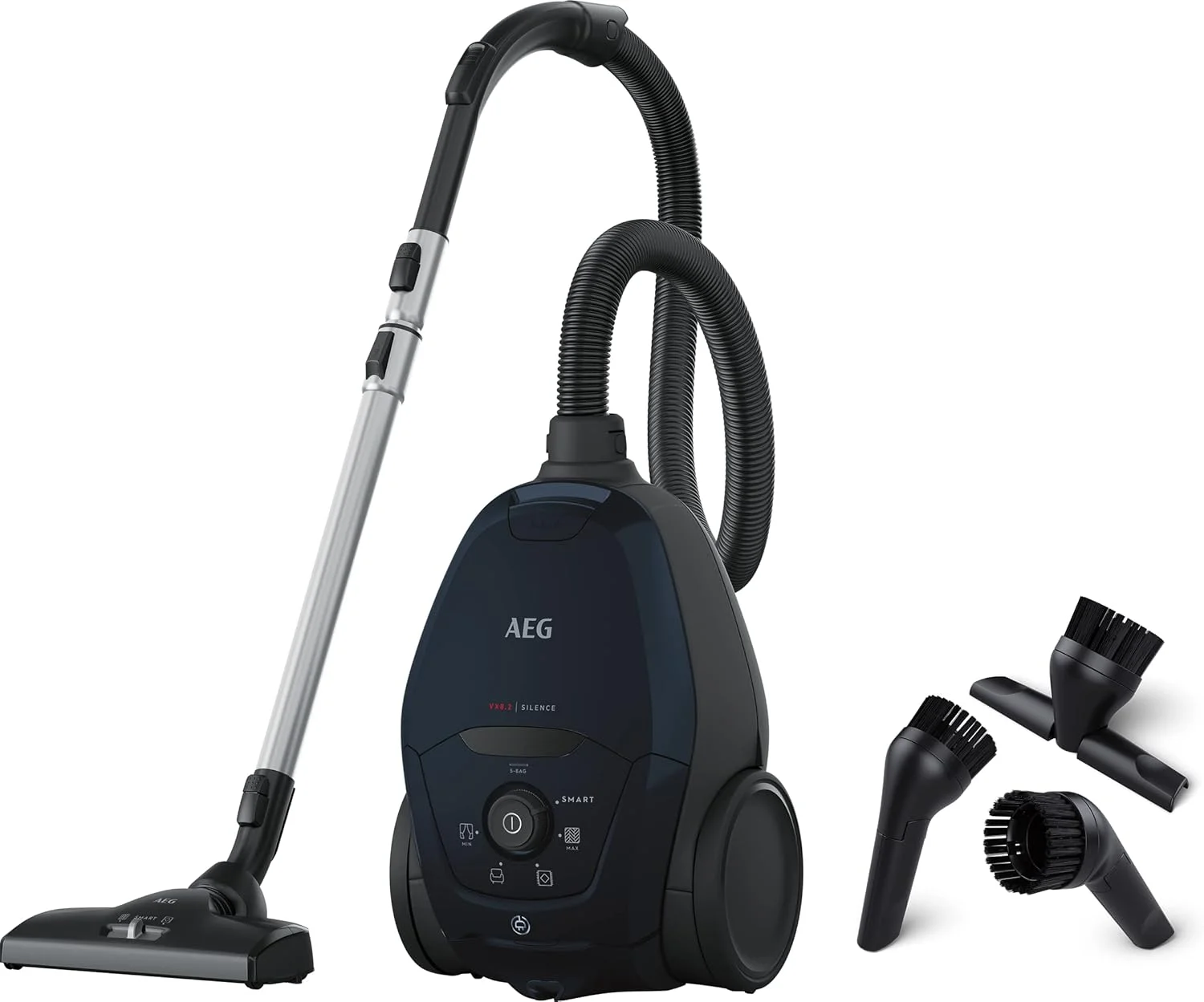 جاروبرقی آ ا گ مدل VX82-1-2ST / تنظیم خودکار قدرت مکش / فوق العاده بی صدا حتی روی فرش / جذب ذرات بزرگ + کوچکترین ذرات / کابل بلند / 55% مواد بازیافتی / 600 وات / بنزینی