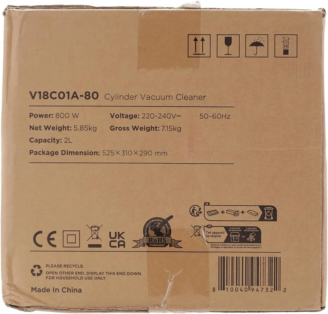 جاروبرقی سطلی بدون کیسه یورکا آپولو، جاروبرقی سیلندری سبک وزن با سیستم تک سیکلون، موتور کارآمد 800 واتی، مخزن گرد و غبار 2.2 لیتری، برای فرش و کف سخت، سبز