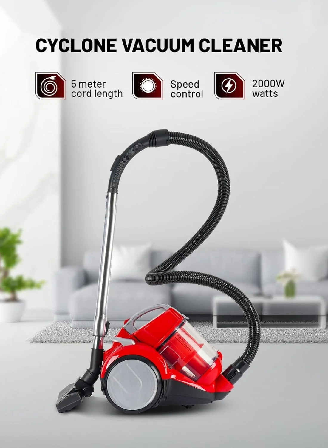 جاروبرقی سایکلون افرا، 2000 وات، 2 لیتر، کنترل سرعت، شعاع 7 متر، برس و نازل 2 در 1، سیم 5 متری، AF-2000VCRD جاروبرقی سایکلون افرا، 2000 وات، 2 لیتر، کنترل سرعت، شعاع 7 متر، برس و نازل 2 در 1، سیم 5 متری، AF-2000VCRD