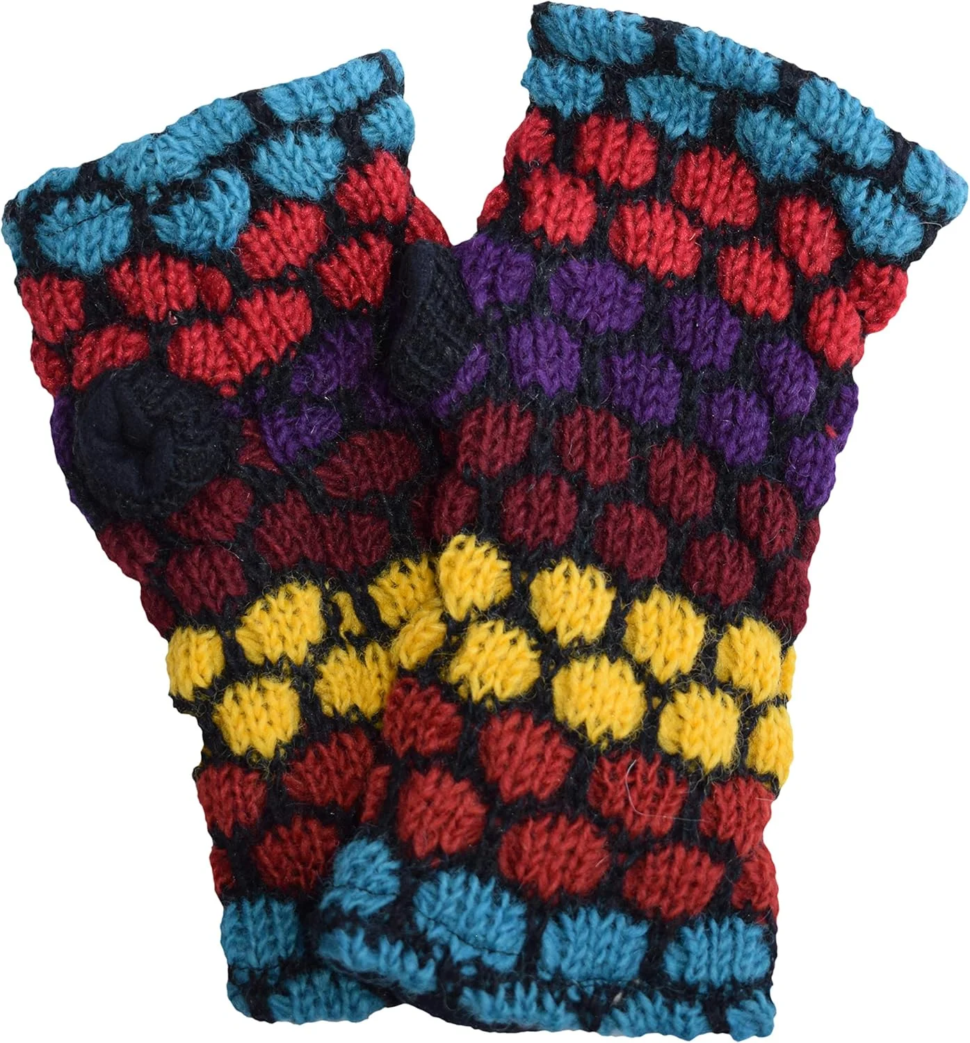 Gheri Women's Warm Woolen Fleece Lined Hand Knitted Mittens Gloves Handwarmers, R, One Size