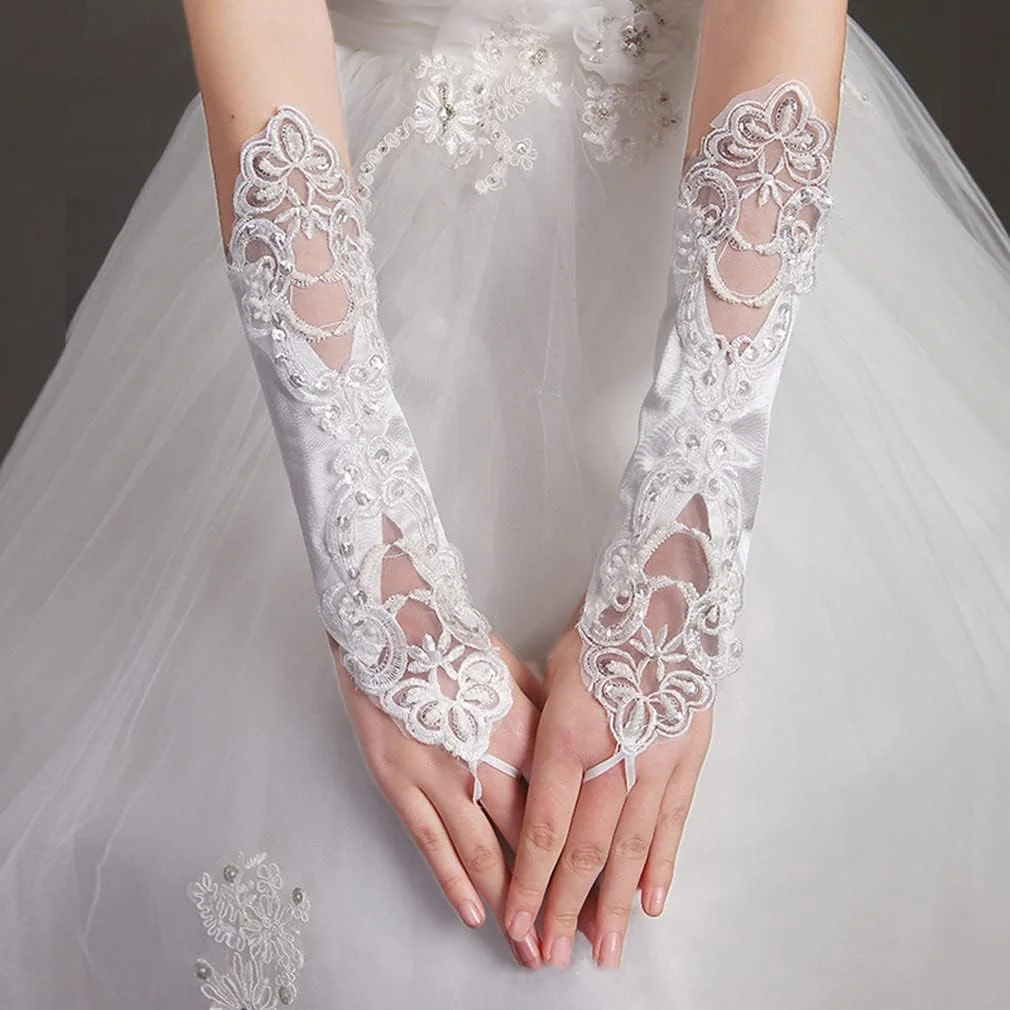 Satin Gloves Formal Bridal Banquet Party Wedding Opera Black Mitten Bow Lace Elegant with Wrist Ruffle Bridal Wedding Gloves for Women White, One Size Satin Gloves Formal Bridal Banquet Party Wedding Opera Black Mitten Bow Lace Elegant with Wrist Ruffle Bridal Wedding Gloves for Women White, One Size