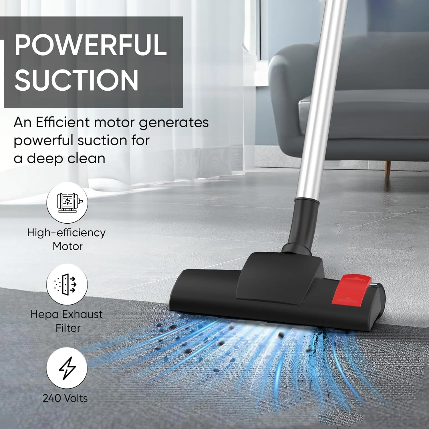 جاروبرقی نیکای 2000 وات با قدرت مکش بالا، فیلتر HEPA و برس چند منظوره - تمیز کردن آسان، لوله تلسکوپی و دسته حمل آسان، کنترل سرعت، برای استفاده در خانه و محل کار - NVC9260A1 جاروبرقی نیکای 2000 وات با قدرت مکش بالا، فیلتر HEPA و برس چند منظوره - تمیز کردن آسان، لوله تلسکوپی و دسته حمل آسان، کنترل سرعت، برای استفاده در خانه و محل کار - NVC9260A1