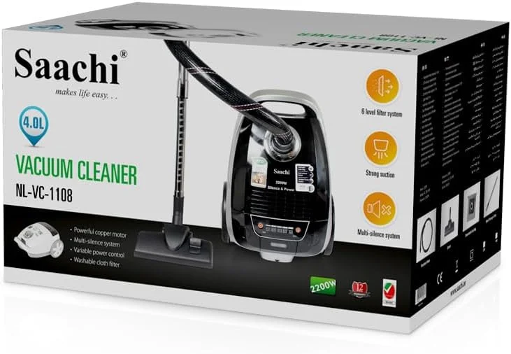 جاروبرقی ساچی مدل NL-VC-1108-WH با ظرفیت 4.0 لیتر و توان 2200 وات جاروبرقی ساچی مدل NL-VC-1108-WH با ظرفیت 4.0 لیتر و توان 2200 وات