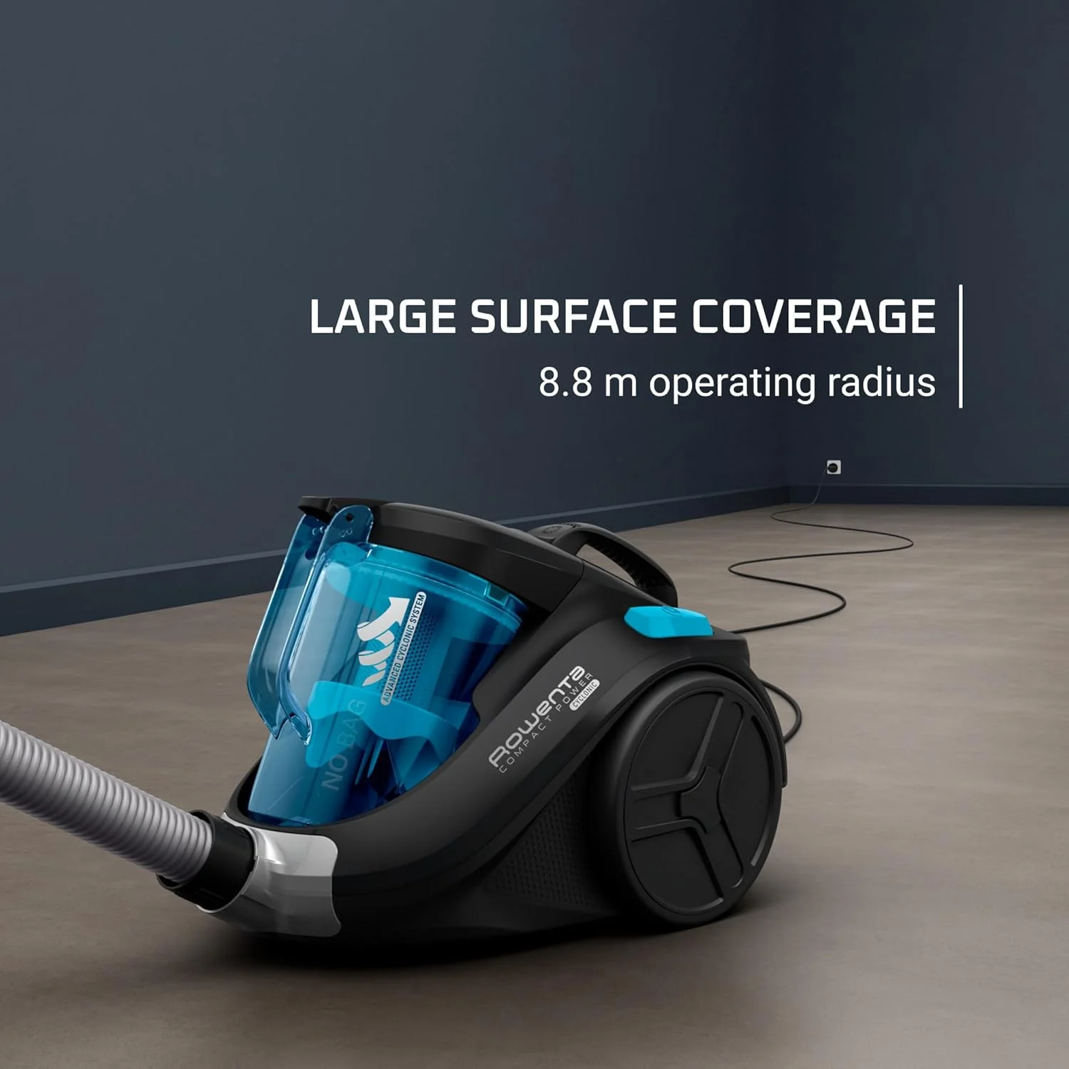 جاروبرقی سایکلونیک کامپکت پاور روونتا مدل RO3731EA، 750 وات، رده انرژی A، بدون کیسه، 1.5 لیتر، فیلتر بسیار کارآمد، مشکی/آبی جاروبرقی سایکلونیک کامپکت پاور روونتا مدل RO3731EA، 750 وات، رده انرژی A، بدون کیسه، 1.5 لیتر، فیلتر بسیار کارآمد، مشکی/آبی