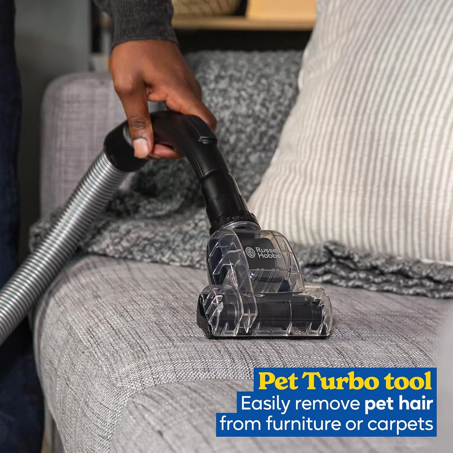 جاروبرقی سطلی راسل هابز TITAN2 PET، خاکستری و بنفش، 3 لیتری، به همراه ابزار چند منظوره 3 در 1، قفل سه گانه گرد و غبار، موتور 700 واتی با راندمان بالا، ابزار توربو مخصوص حیوانات خانگی RHCV4601