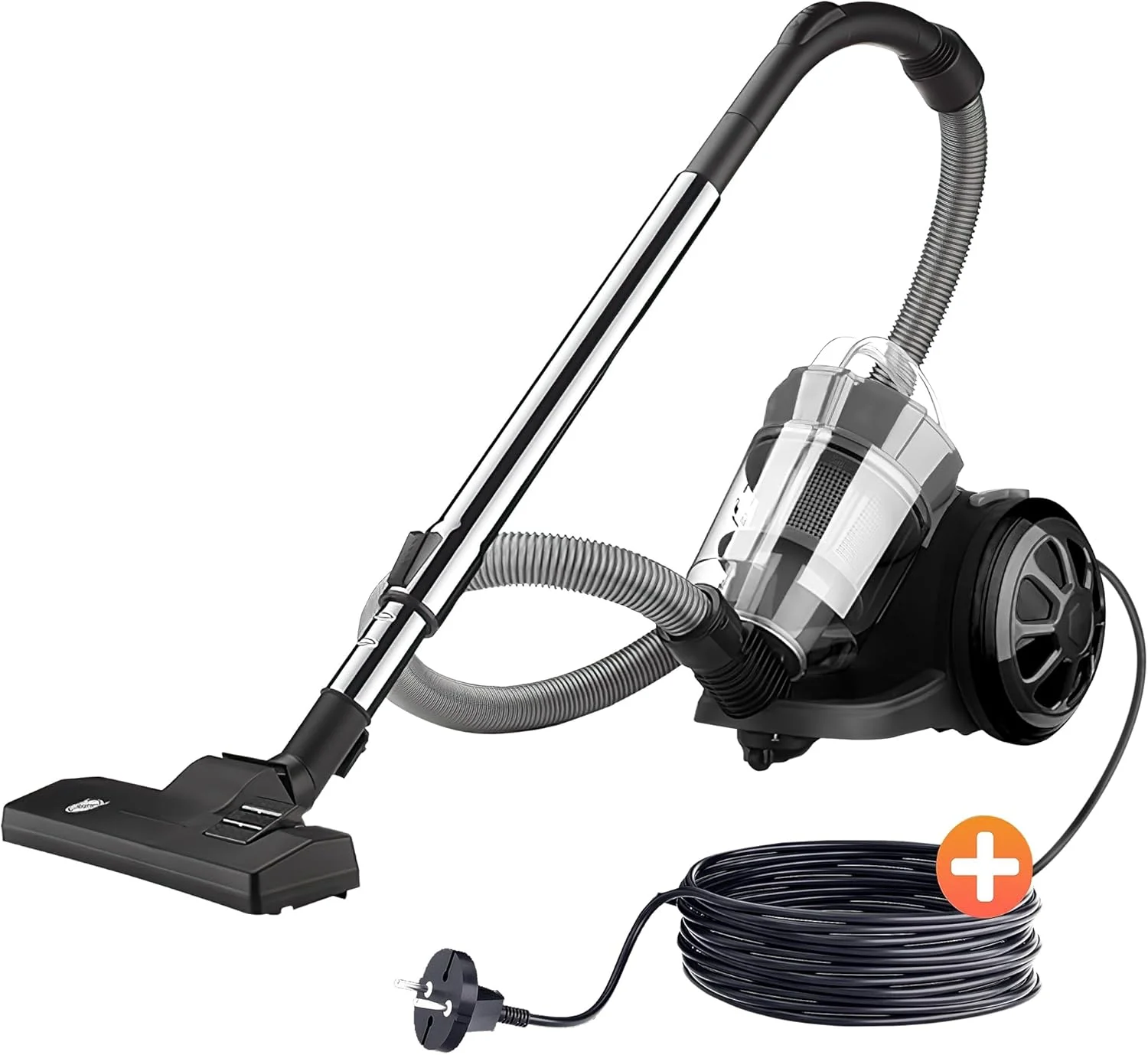 جاروبرقی بدون کیسه تیسوتک، 1600 وات، 70 دسی بل، جاروبرقی سطلی، فیلتر HEPA، نازل کف برای پارکت، فرش، کاشی، جاروبرقی قدرتمند با کابل 5 متری = 13 متر