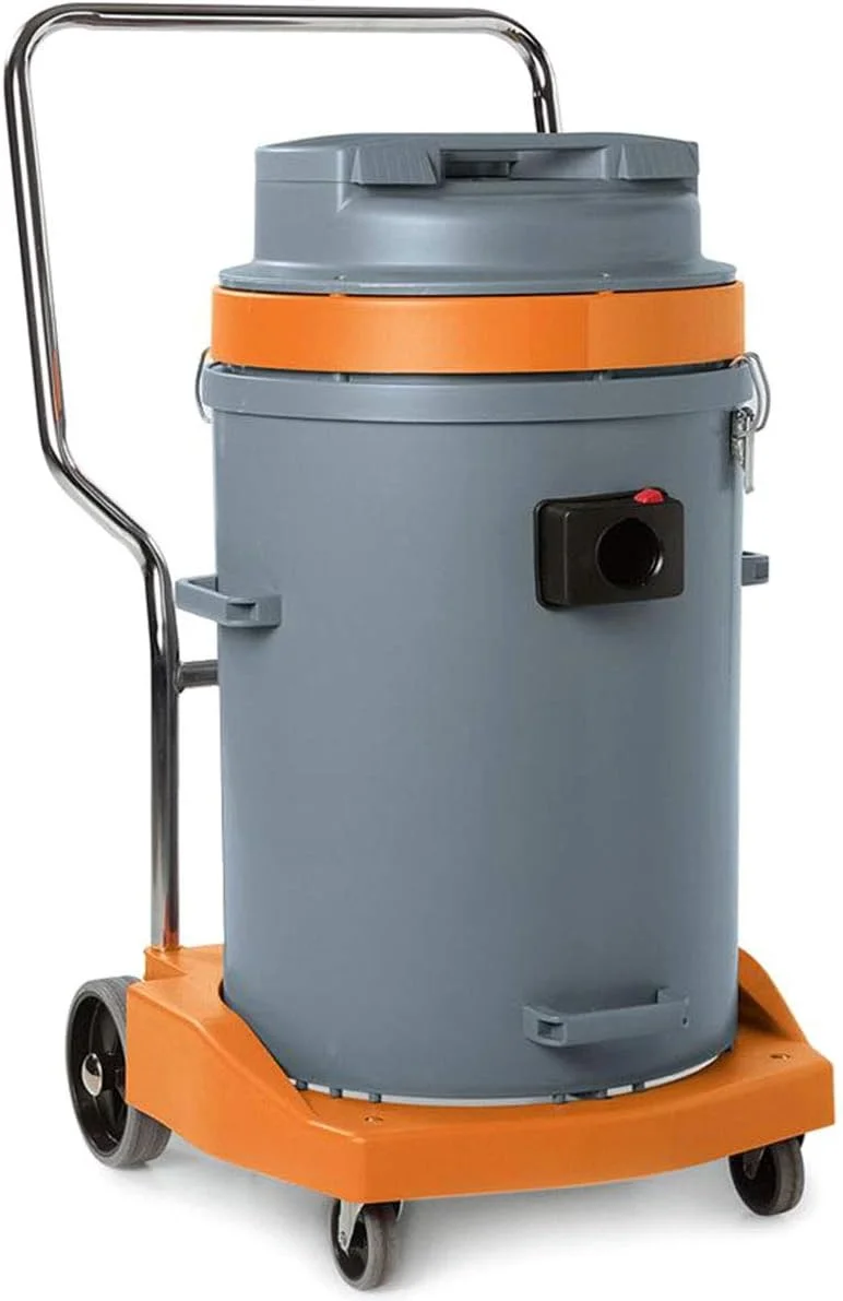 جاروبرقی سطلی آب و خاک پلاستیکی تی ام بی مدل P258 WDB با ظرفیت 77 لیتر به همراه ترولی تخلیه آسان