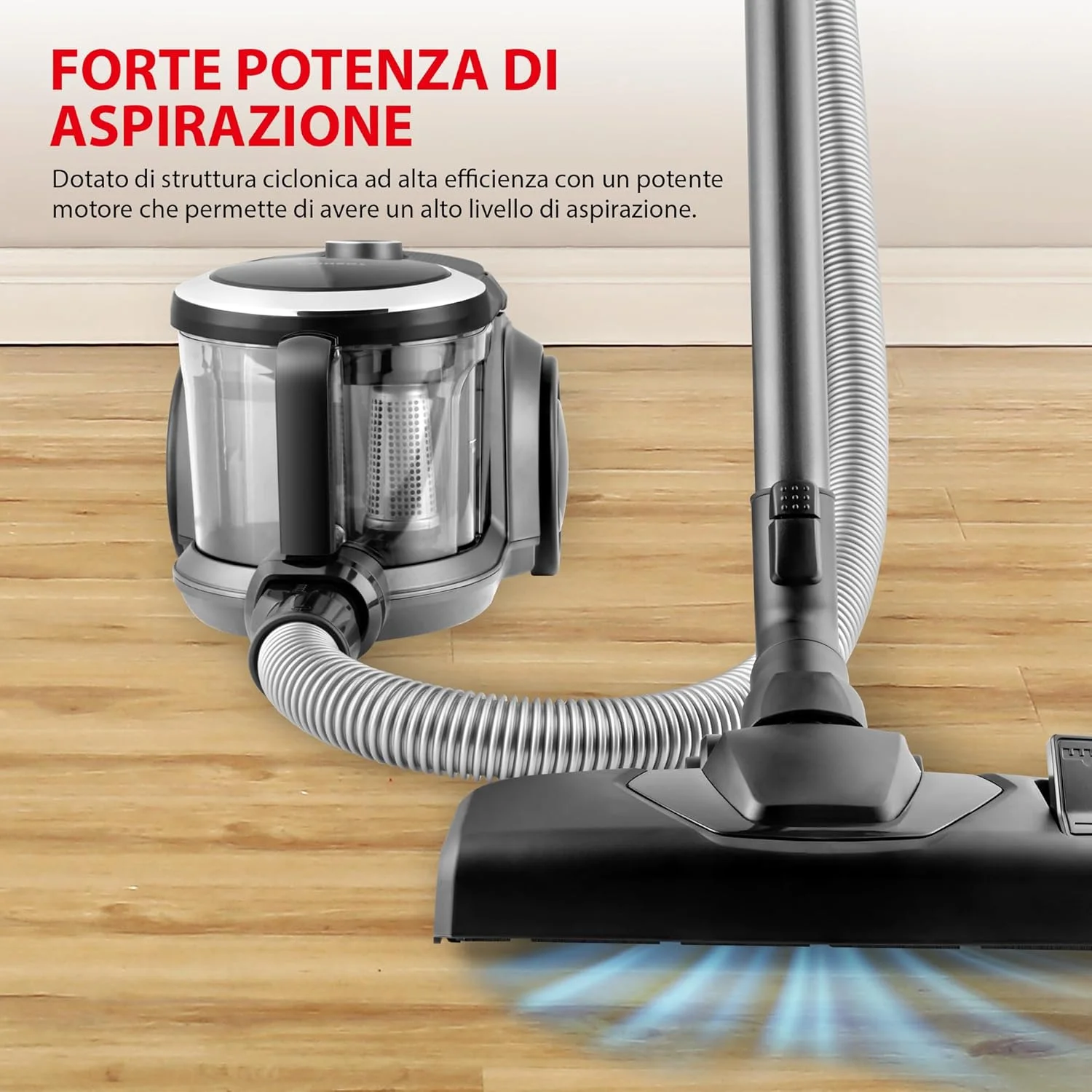 جاروبرقی بدون کیسه توشیبا مدل VC-BL070C(K)، جاروبرقی تلسکوپی قابل تنظیم با فیلتر HEPA، مشکی، 1.8 لیتر