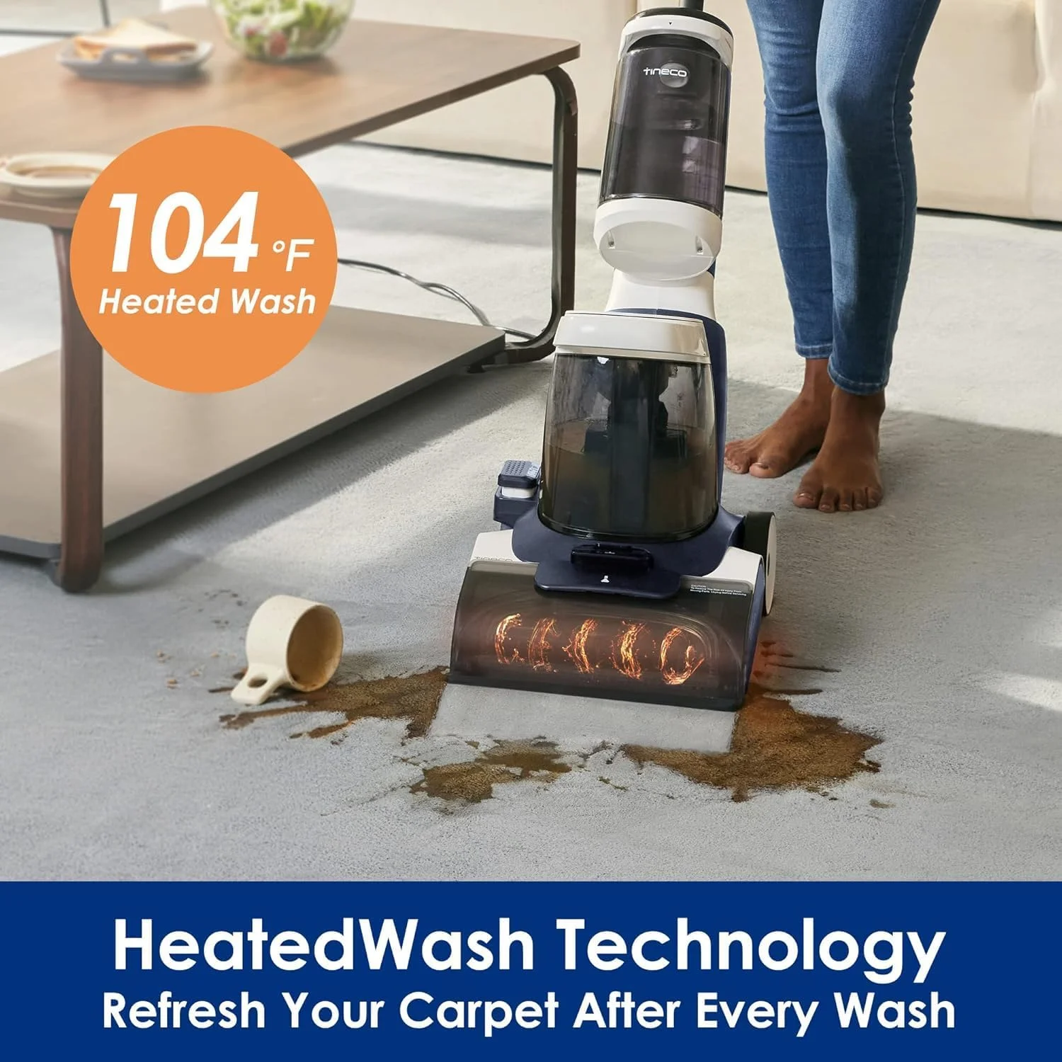 قالیشوی سیمی Tineco iCarpet با PowerDry و HeatedWash، مکش قدرتمند 1300 واتی با فناوری حسگر هوشمند iLoop و صفحه نمایش LED، شستشوی لکه و اثاثیه، طراحی سبک قالیشوی سیمی Tineco iCarpet با PowerDry و HeatedWash، مکش قدرتمند 1300 واتی با فناوری حسگر هوشمند iLoop و صفحه نمایش LED، شستشوی لکه و اثاثیه، طراحی سبک