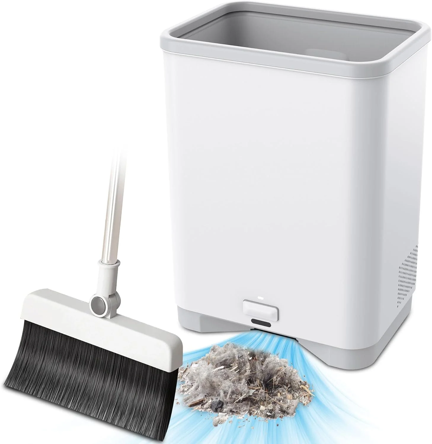 جاروبرقی بدون لمس Timnbo، سطل زباله اتوماتیک، عالی برای موی حیوانات خانگی/خرده های غذا/گرد و غبار، مکش قدرتمند 4000PA، جاروبرقی مو برای سالن ها، سنسورهای اتوماتیک، جاروبرقی سفید