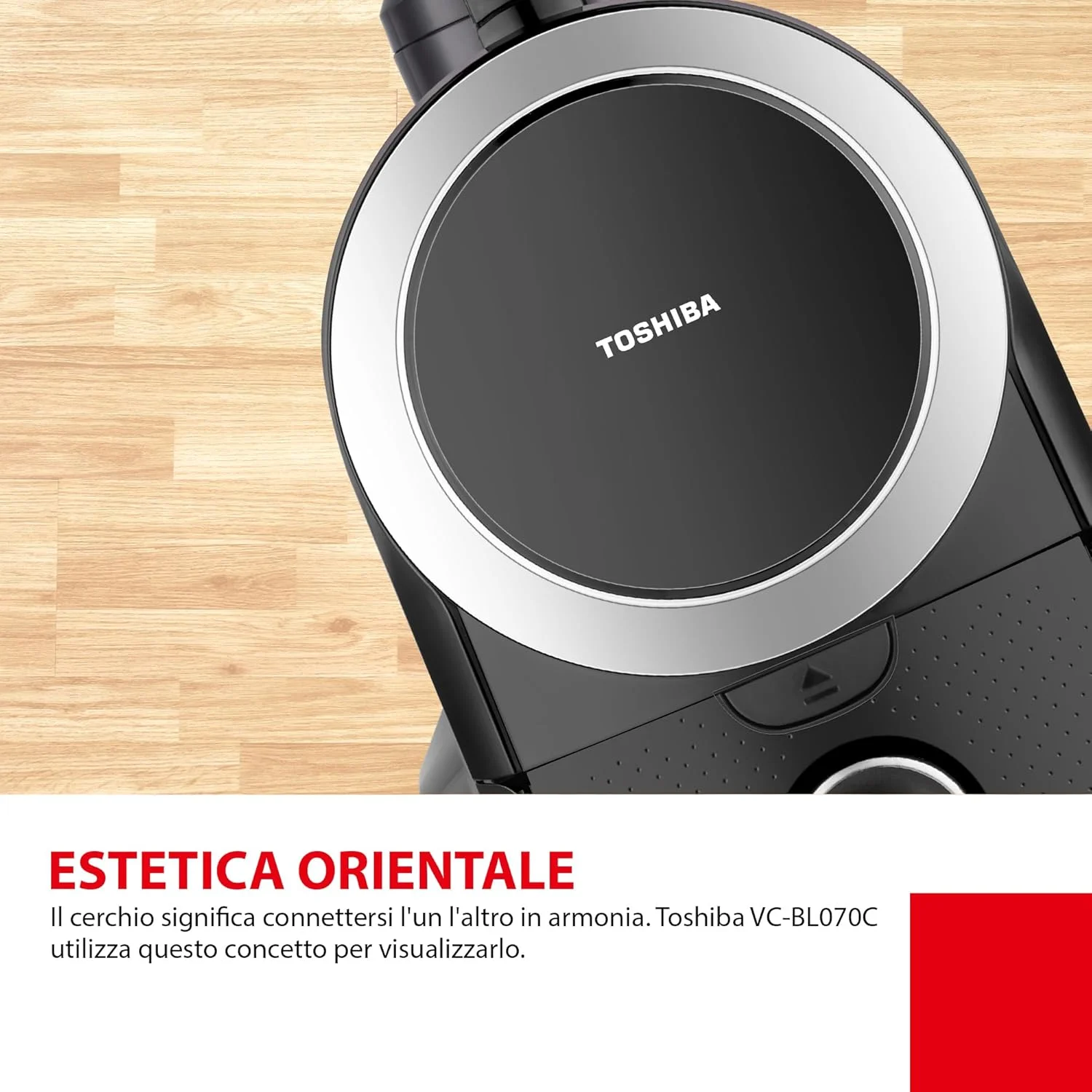 جاروبرقی بدون کیسه توشیبا مدل VC-BL070C(K)، جاروبرقی تلسکوپی قابل تنظیم با فیلتر HEPA، مشکی، 1.8 لیتر