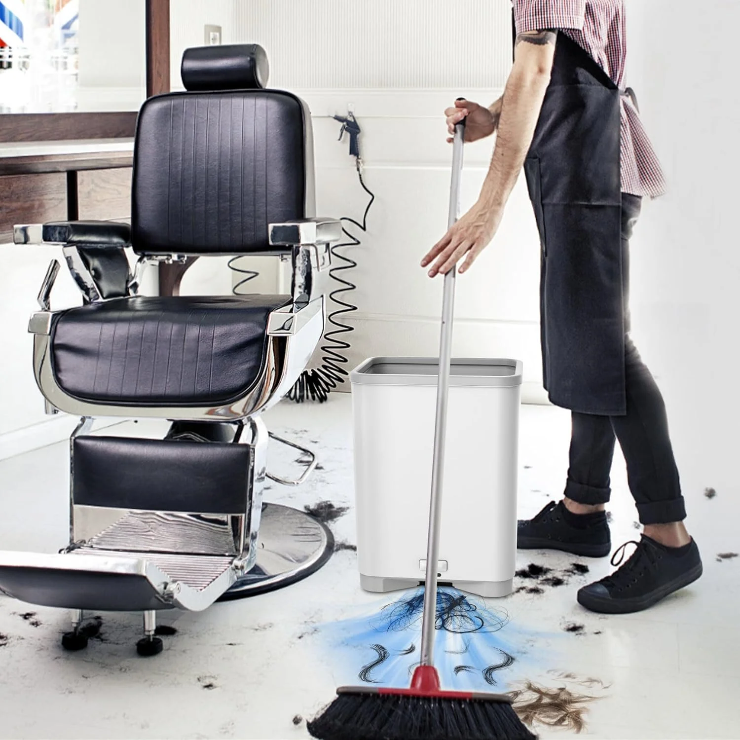 جاروبرقی بدون لمس Timnbo، سطل زباله اتوماتیک، عالی برای موی حیوانات خانگی/خرده های غذا/گرد و غبار، مکش قدرتمند 4000PA، جاروبرقی مو برای سالن ها، سنسورهای اتوماتیک، جاروبرقی سفید