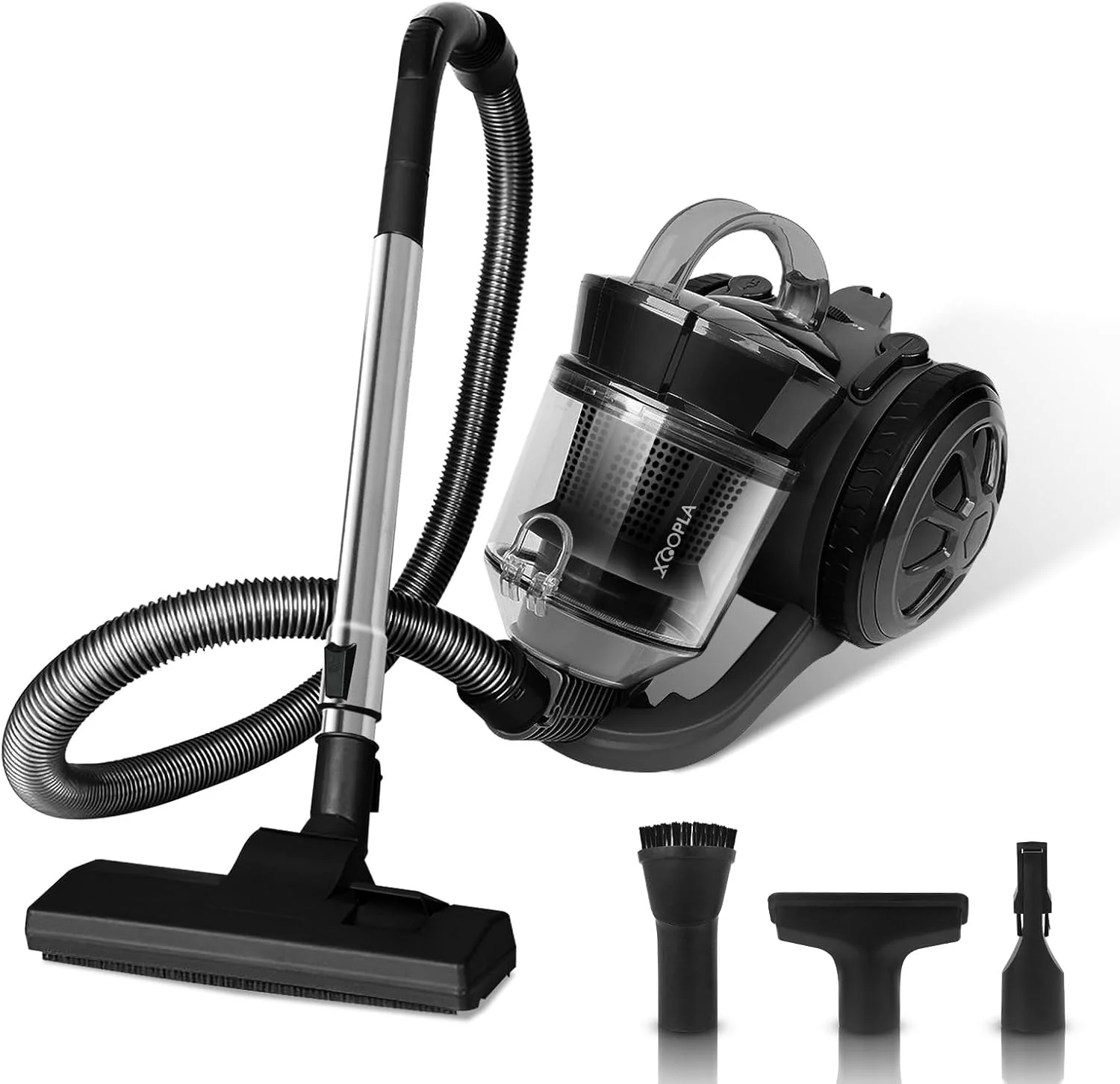 جاروبرقی کیسه ای بدون کیسه Xoopla 2200W، قدرت مکش قابل تنظیم 28Kpa، جاروبرقی سیمی 4.5 متری برای فرش، کاشی، کف سخت، ظرفیت گرد و غبار 2.2 لیتری، تخلیه آسان با رهاسازی تک دکمه ای