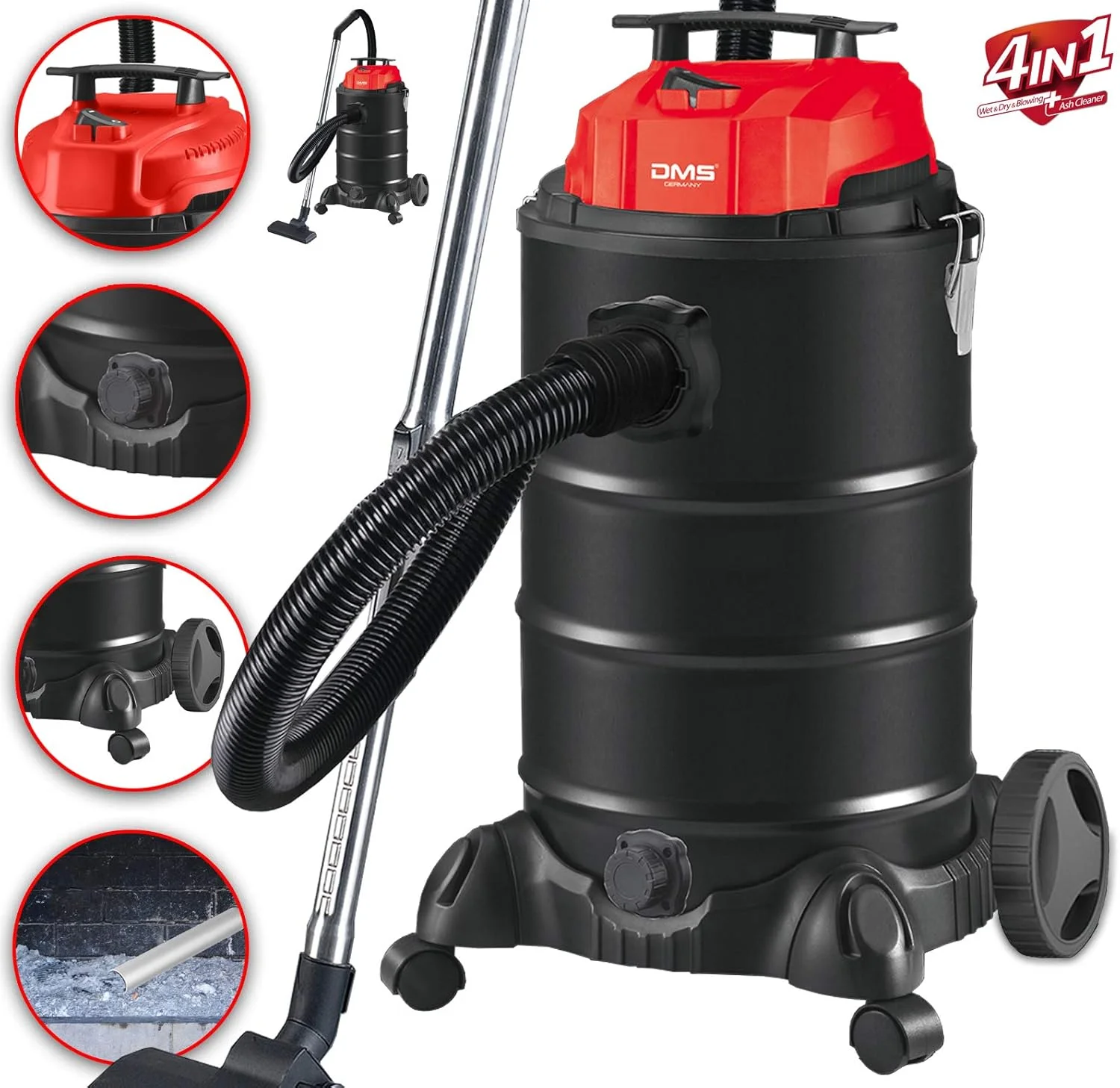 جاروبرقی دی ام اس 1800 وات 4 در 1 -Ntas-30، مشکی قرمز (بازسازی شده)