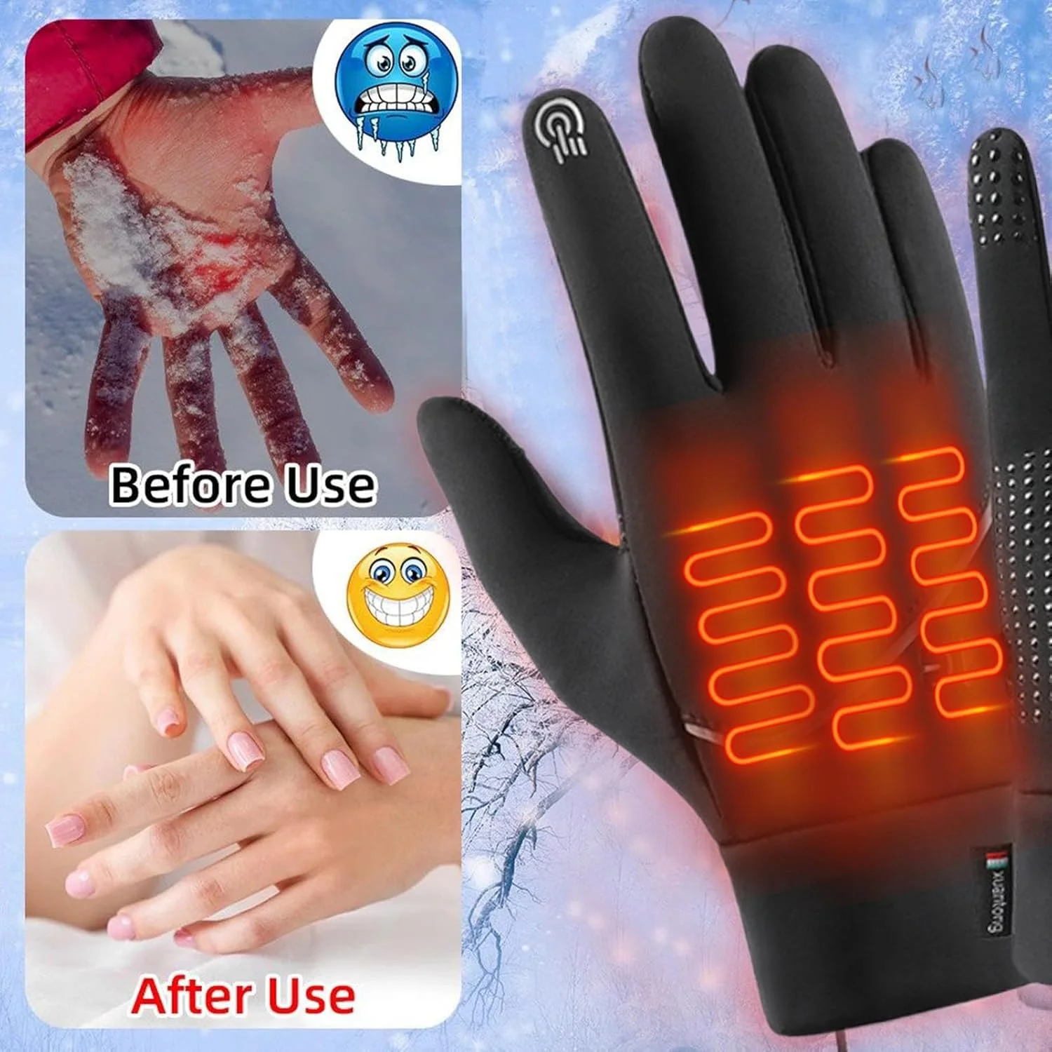 دستکش های کار گرمایشی | دستکش های اسکی زمستانی - دستکش های ورزشی گرمایشی USB لمسی برای پیاده روی، اسکی، اسنوبورد، کوهنوردی، ماهیگیری روی یخ، جشنواره زمستانی، رانندگی